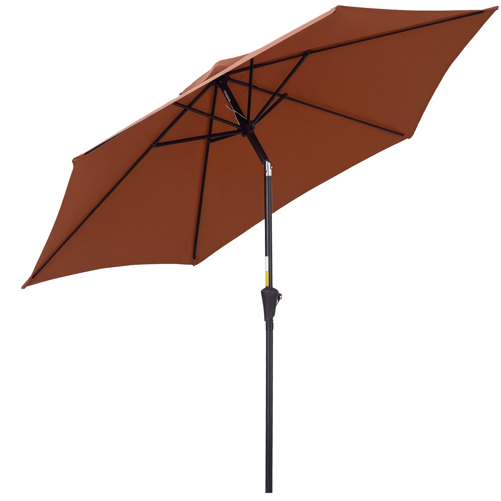 8.5FT Patio Umbrella, Round Garden Parasol with 6 Ribs, Market Sunshade Tilt Canopy w/ Crank Handle for Outdoor, Coffee
