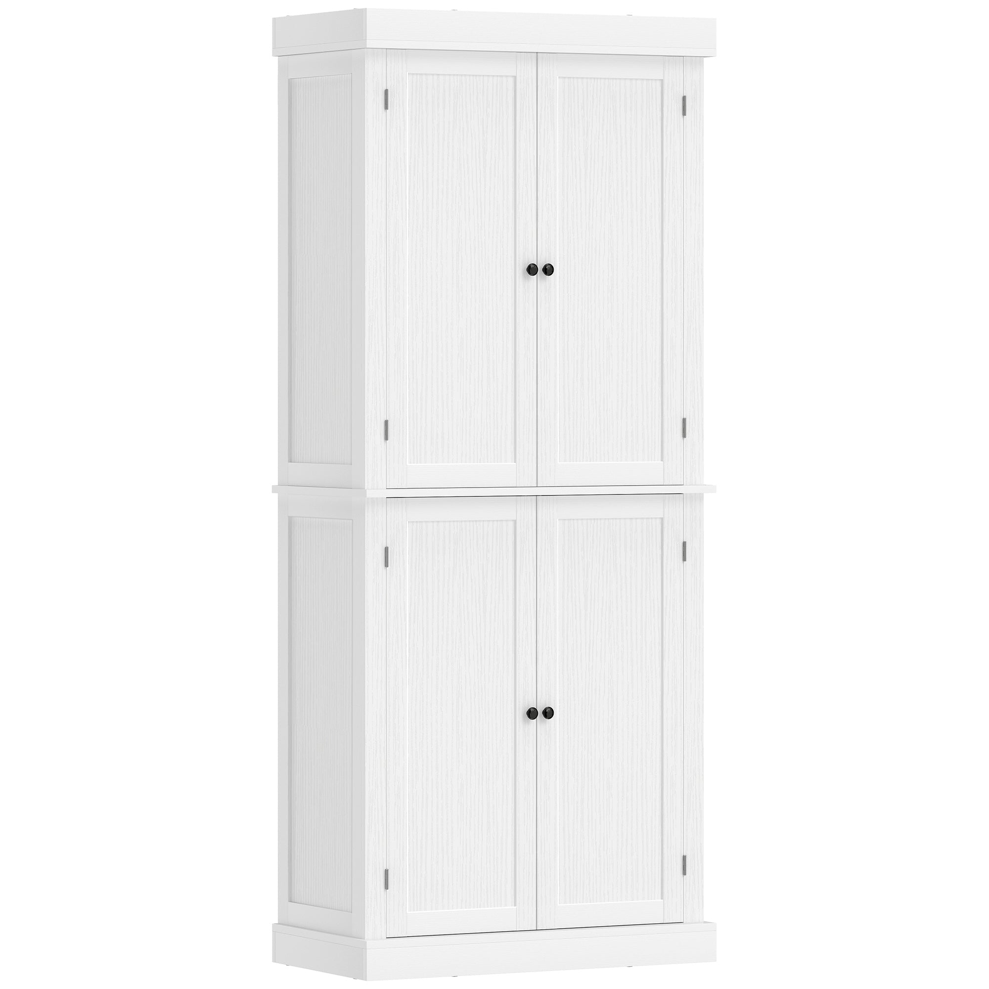 72.5" Freestanding Kitchen Pantry Cabinet with 4 Doors, White