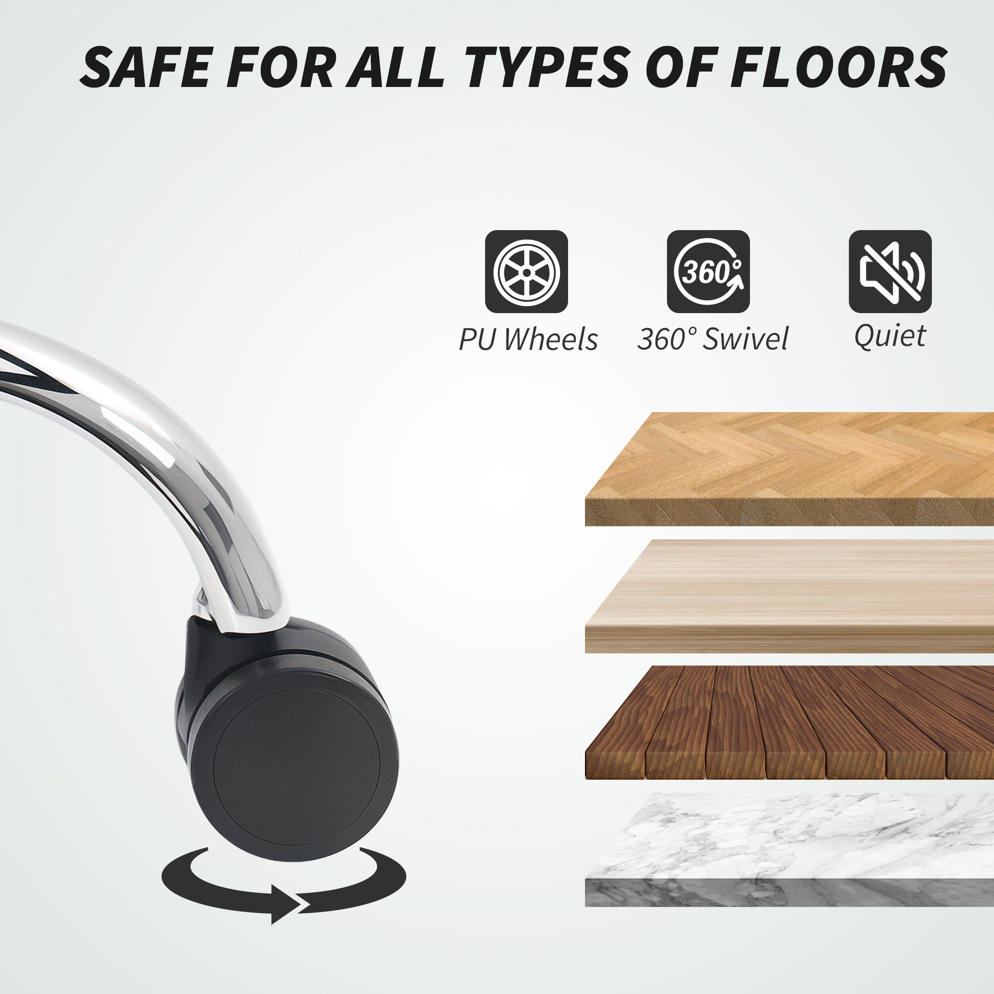 Office Chair with Spring Padding, PU Leather Computer Chair with Quiet Swivel Wheels, High Back, Black