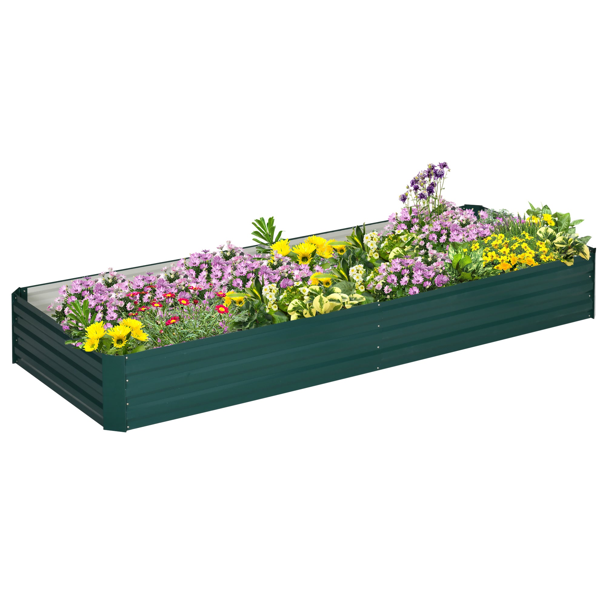 95" x 36" x 12" Galvanized Raised Garden Bed, Metal Elevated Planter Box for Growing Flowers, Herbs, Succulents, Green