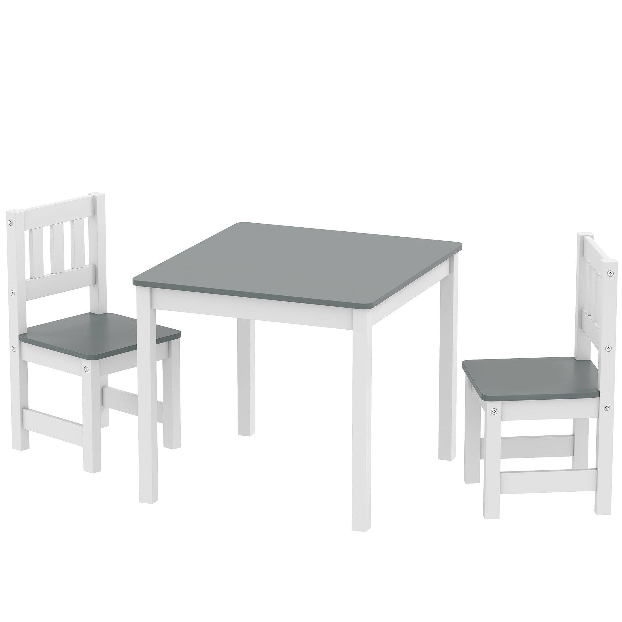 Qaba Kids Table and Chairs Set, Toddler Table and 2 Chair Set for Activity, Art, Craft, Reading, Learning, Grey