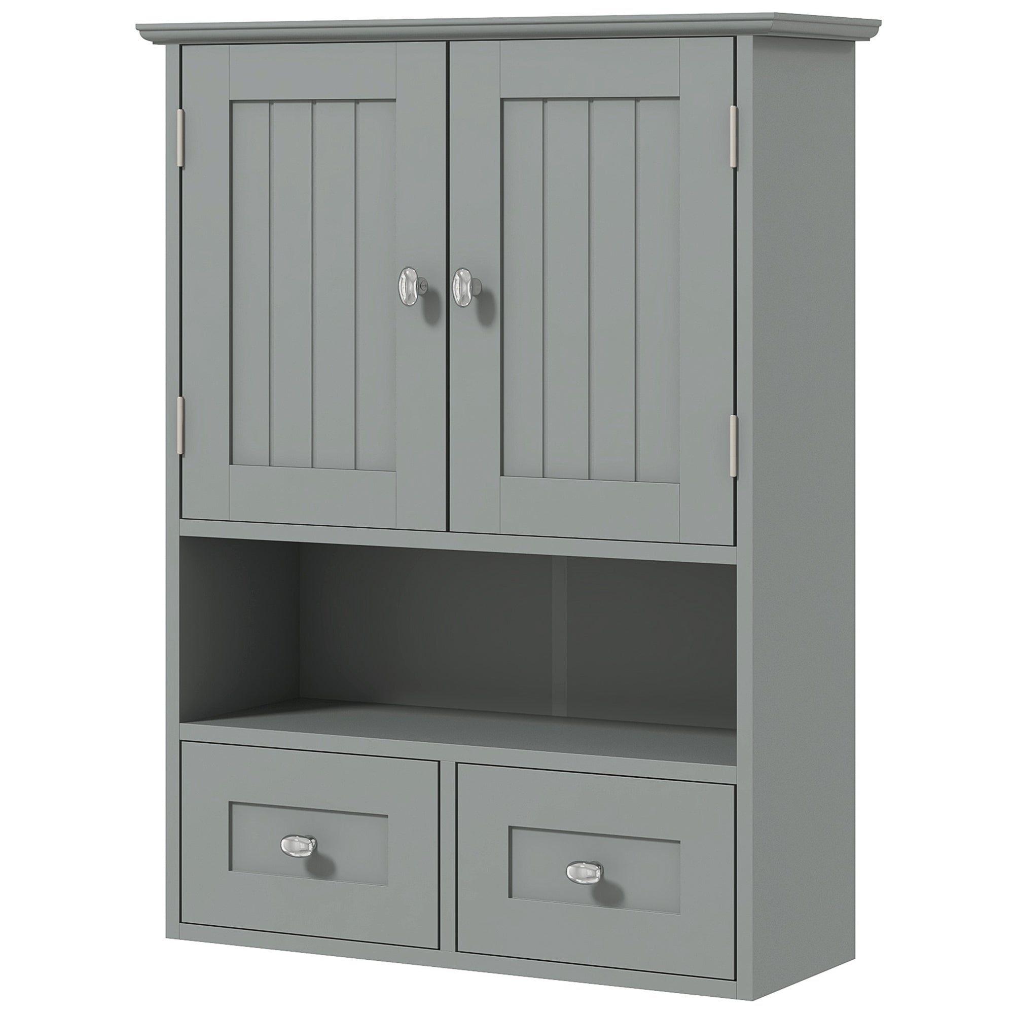 Bathroom Wall Cabinet, Medicine Cabinet, Over Toilet Storage Cabinet with Shelf and Drawers for Hallway, Living Room, Grey