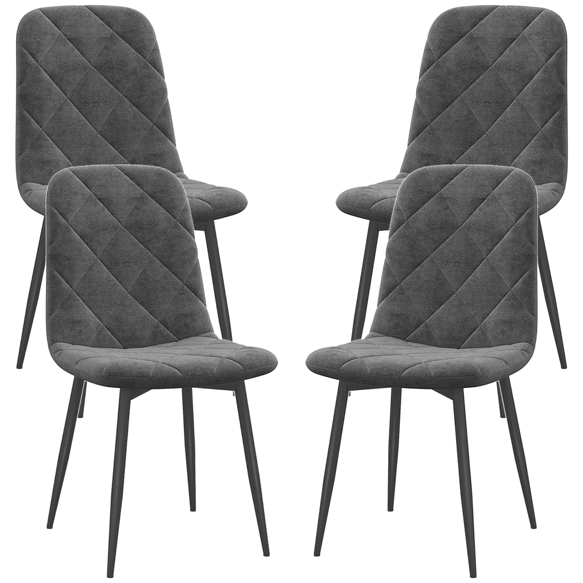 Dining Chairs Set of 4, Upholstered Dining Room Chairs with Steel Legs, Modern Kitchen Chair for Dining Room, Grey