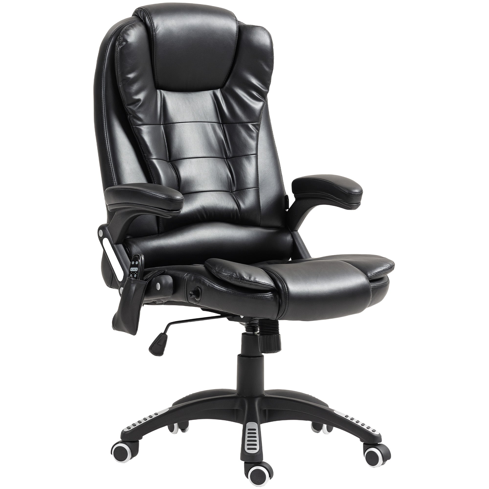 Reclining Massage Office Chair, Executive Office Chair with High Back, Swivel Wheels, Black