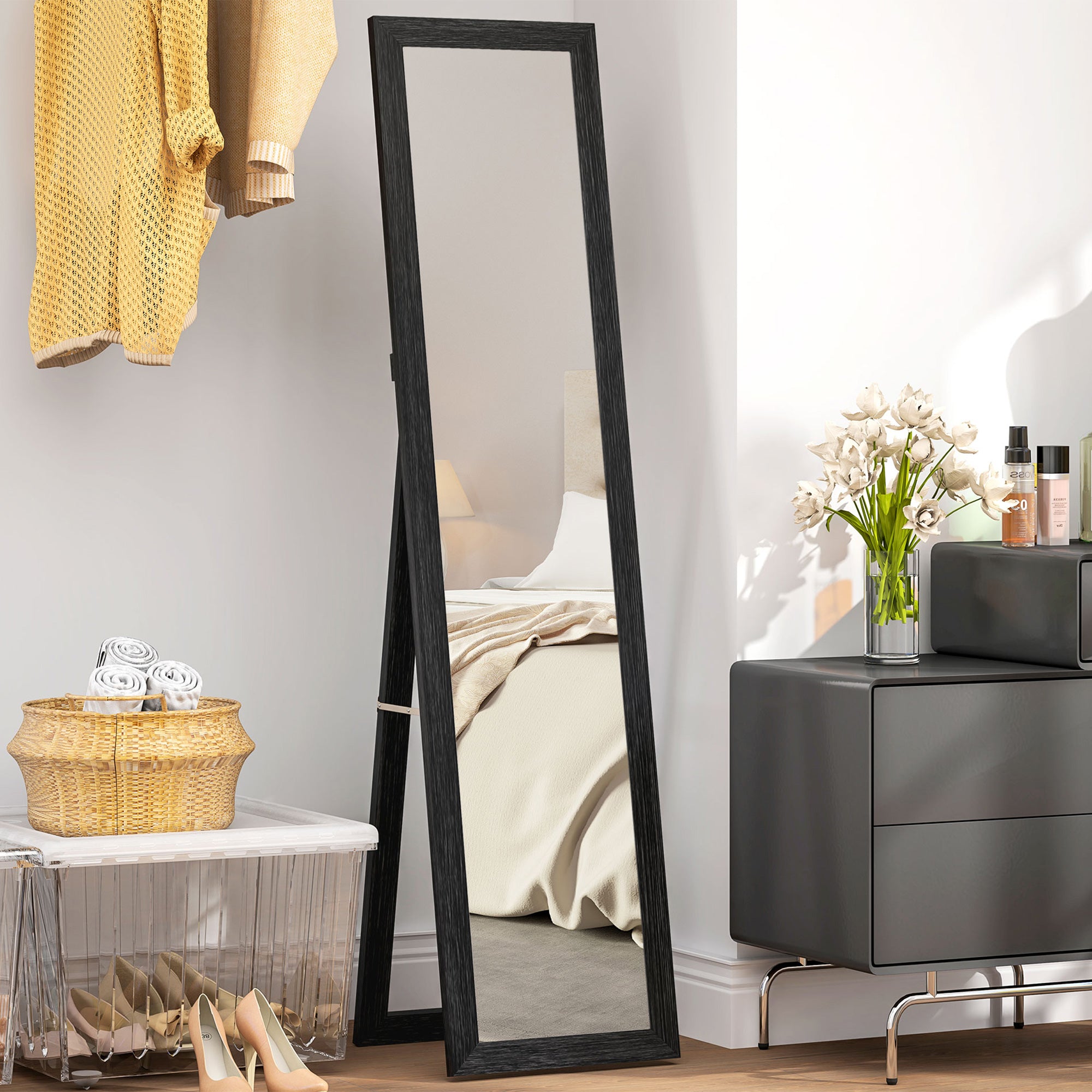 15" x 62" Full Length Mirror for Bedroom, Free Standing Dressing Mirror, Wall Mirror for Living Room, Black