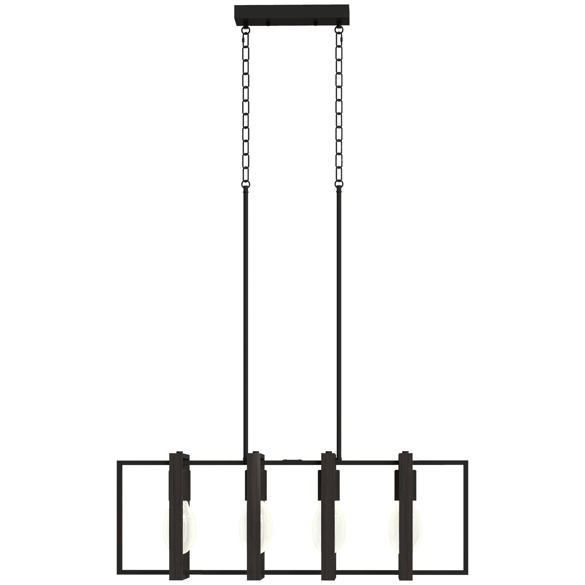 Farmhouse Kitchen Island Lighting, Linear Pendant Light with 4 Rotatable Frames and Adjustable Height, Black