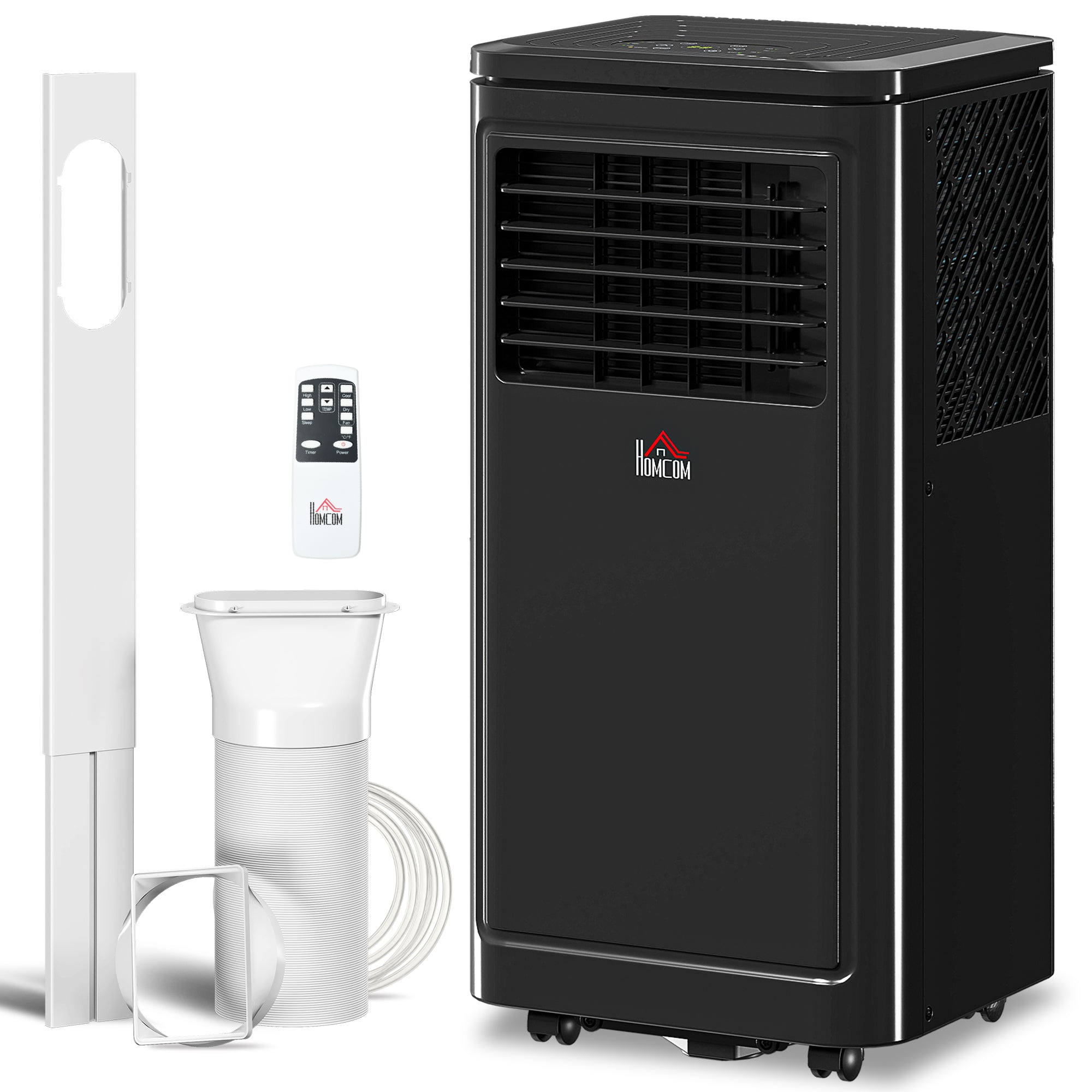 8000 BTU Portable Air Conditioner with Cooling, Dehumidifier, Remote Control, 24-Hour Timer, Window Mount Kit, Black