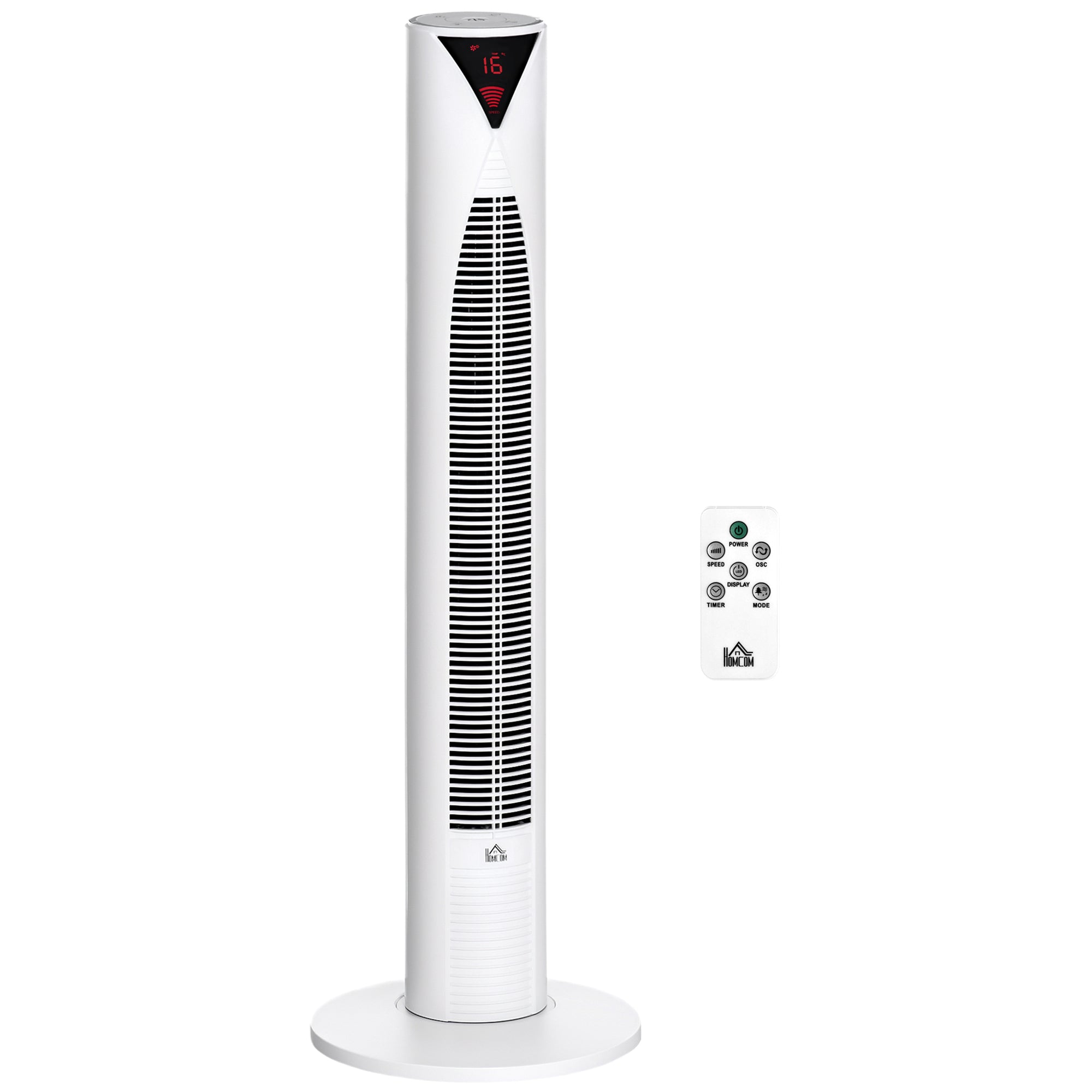 Freestanding Tower Fan Cooling for Home Bedroom with 3 Speed, 12h Timer, Oscillating, LED Sensor Panel, Remote Controller, White