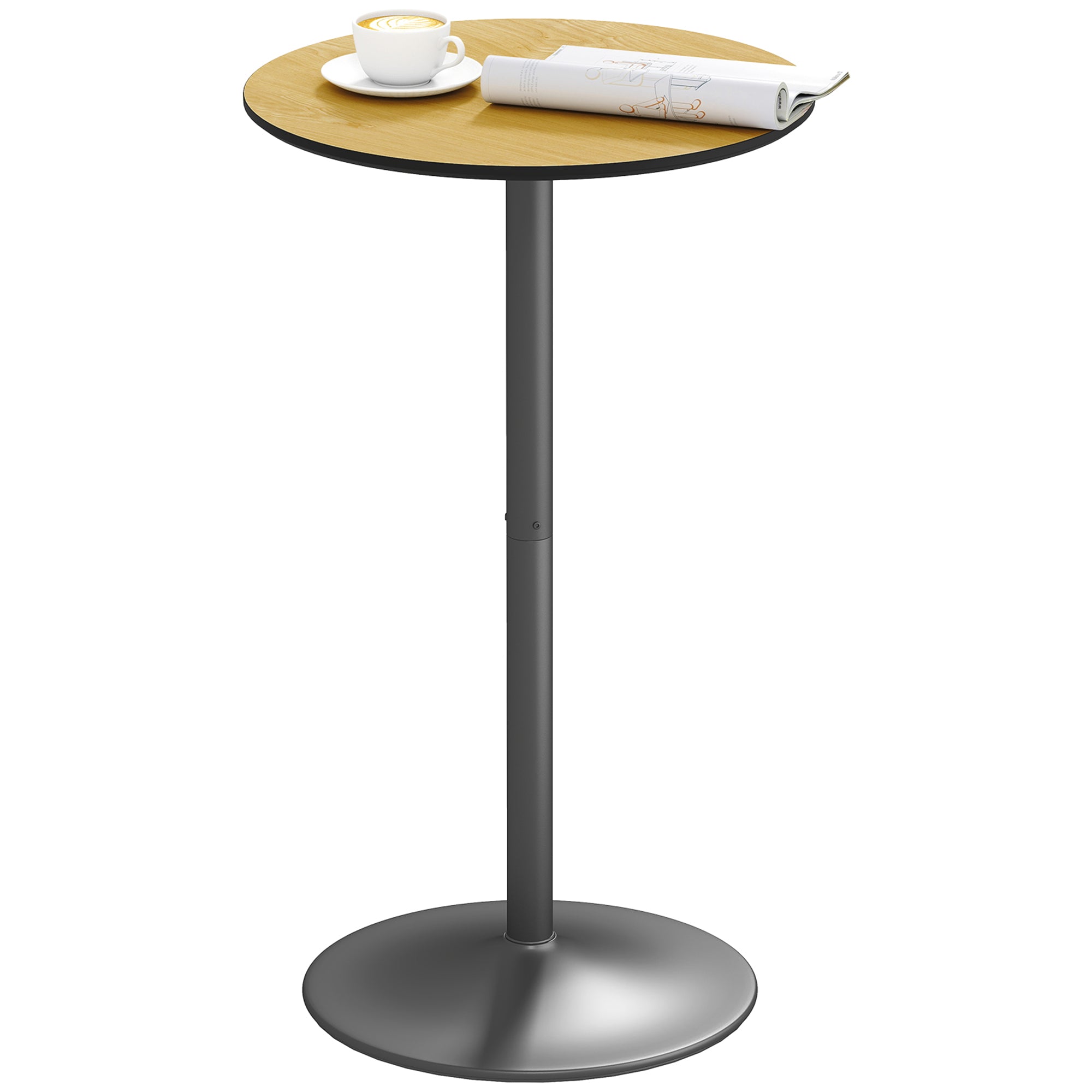 Round Table for 2, 40.2 Inch Bar Height Pub Table with Steel Frame, Non-Slip Base for Living Room, Kitchen, Natural Wood