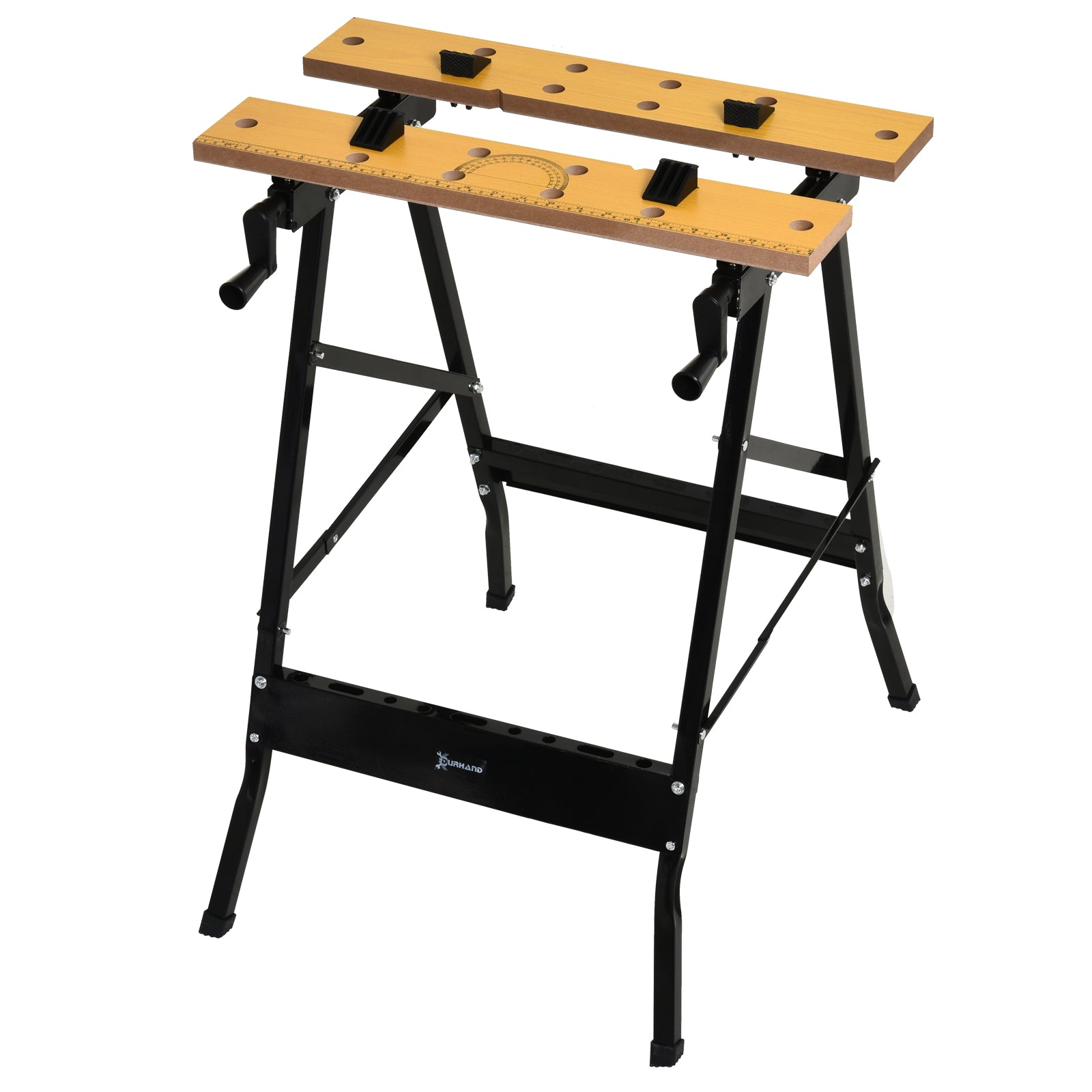 Foldable Work Bench w/ 4 Adjustable Clamps, Carpenter Saw Table, MDF Surface, Steel Frame, Portable Work Bench 100kg/220lbs Capacity