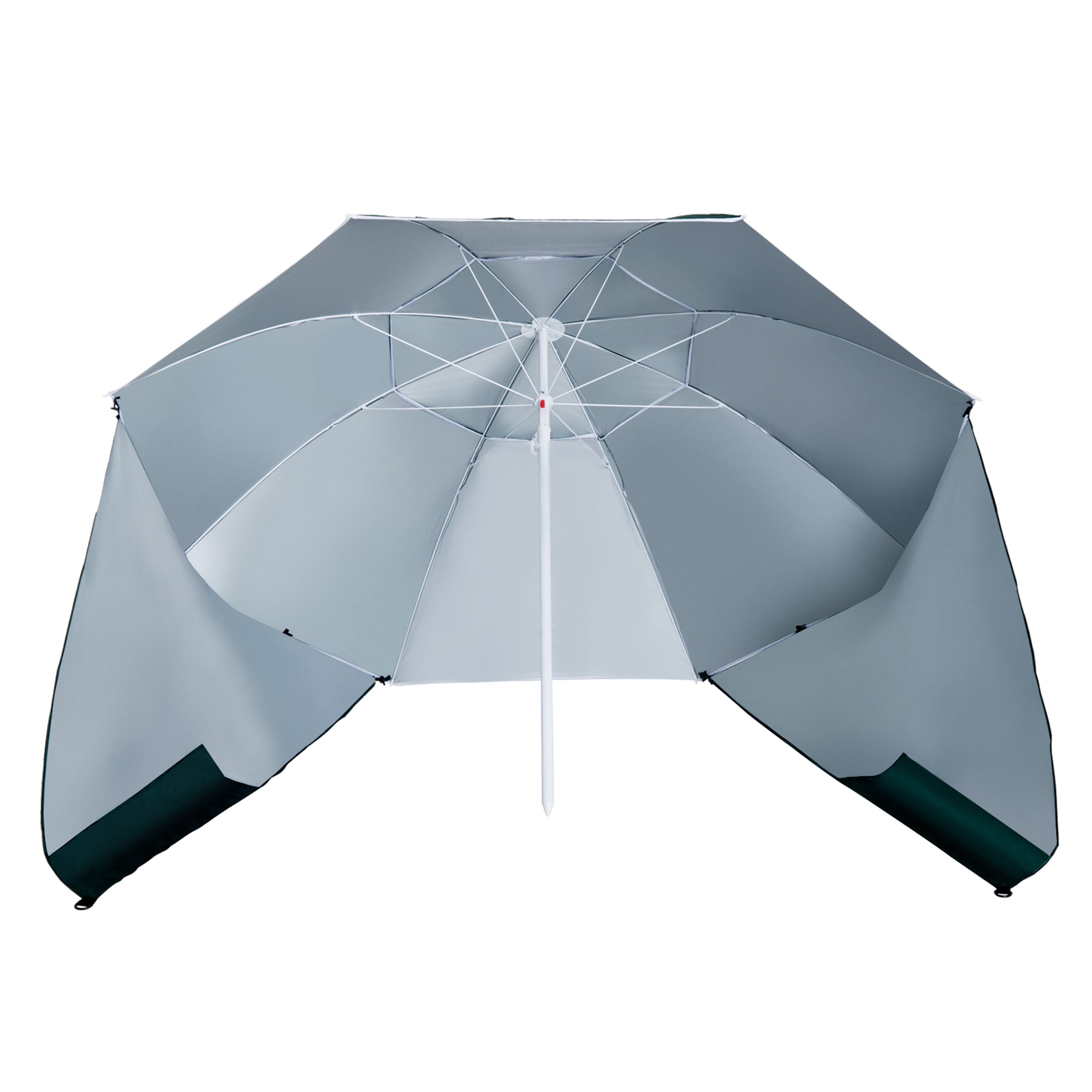 7.5FT 2-in-1 Umbrella Shelter with Carry Bag, Beach Sport Umbrella with Silver Coated UPF50+ UV Protection Dark Green