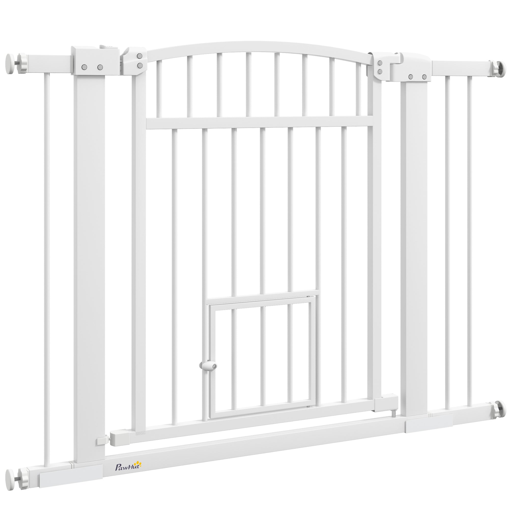 30"-41" Extra Wide Pet Gate with Small Door, 30" H Dog Gate with 3-Inch and 5.5-Inch Extension Kit