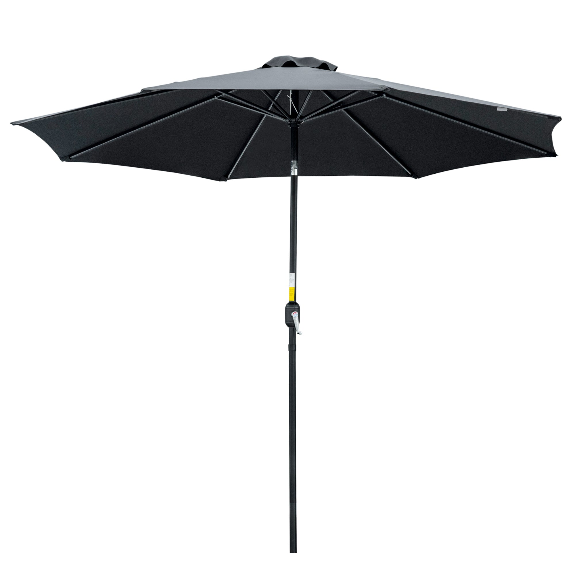 10' x 8' Round Market Umbrella, Patio Umbrella, Outdoor Parasol with Crank Handle, Tilt for Garden, Bench, Lawn, Black