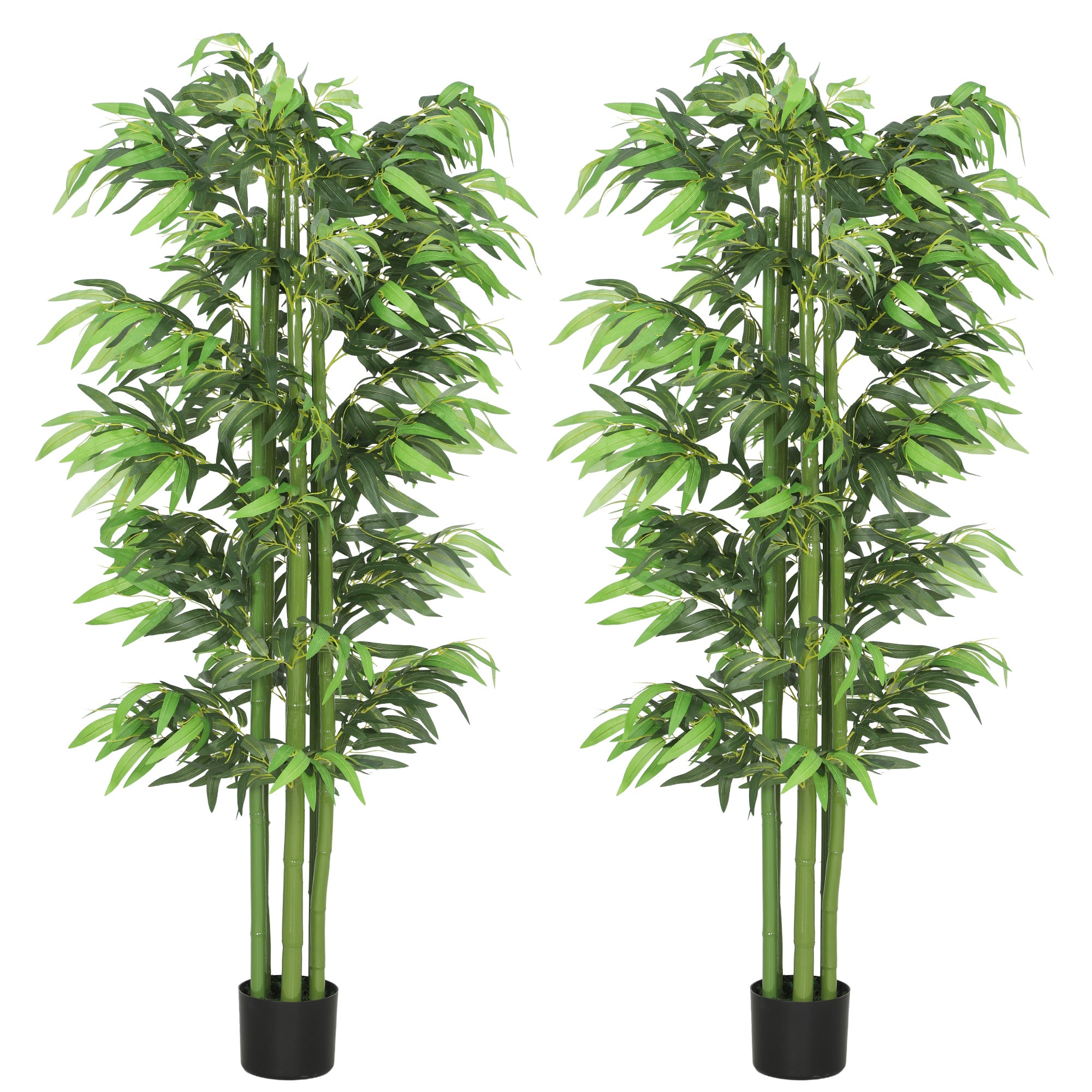 6FT Artificial Bamboo Trees Set of 2, Fake Plants with Nursery Pot for Indoor Decor