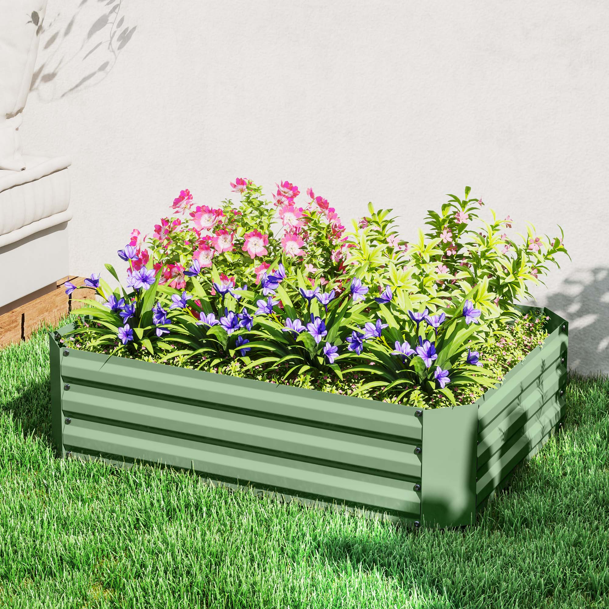 Galvanized Raised Garden Bed, 4' x 3' x 1' Outdoor Metal Planter Box, Raised Bed for Growing Flowers Herbs, Dark Green