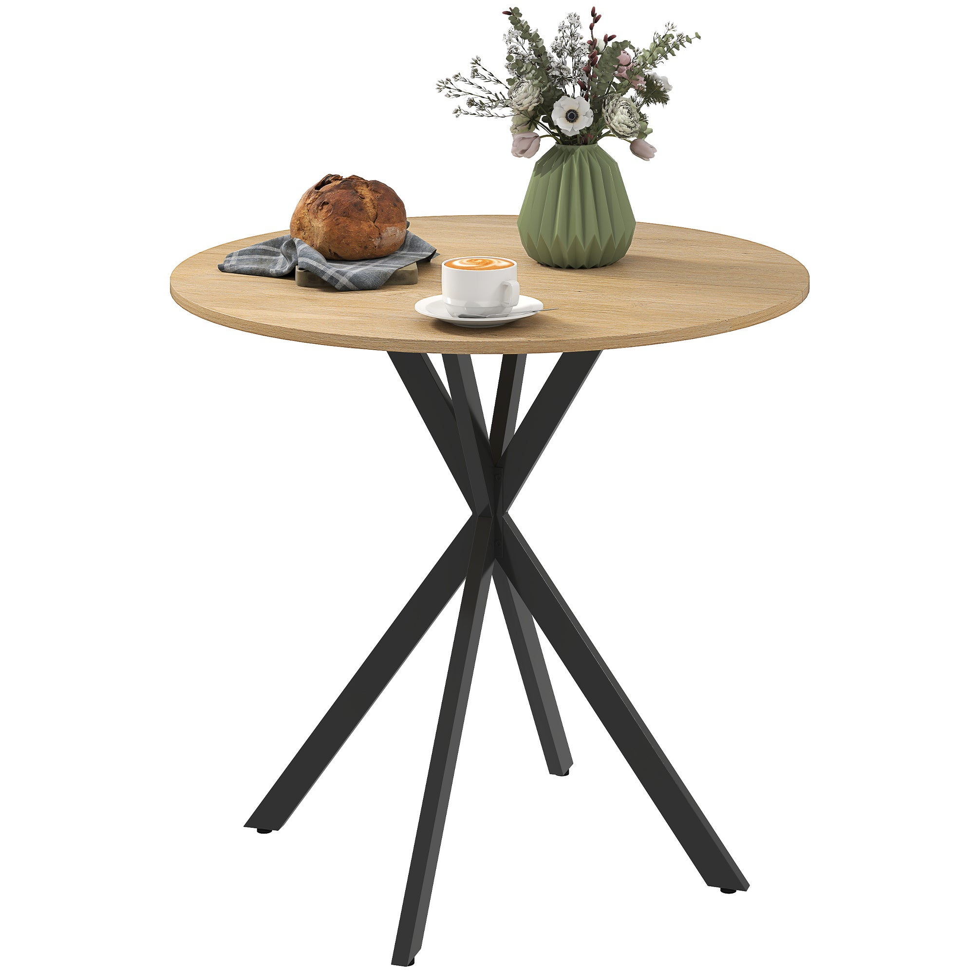 31.5" Industrial Round Dining Table - White Oak