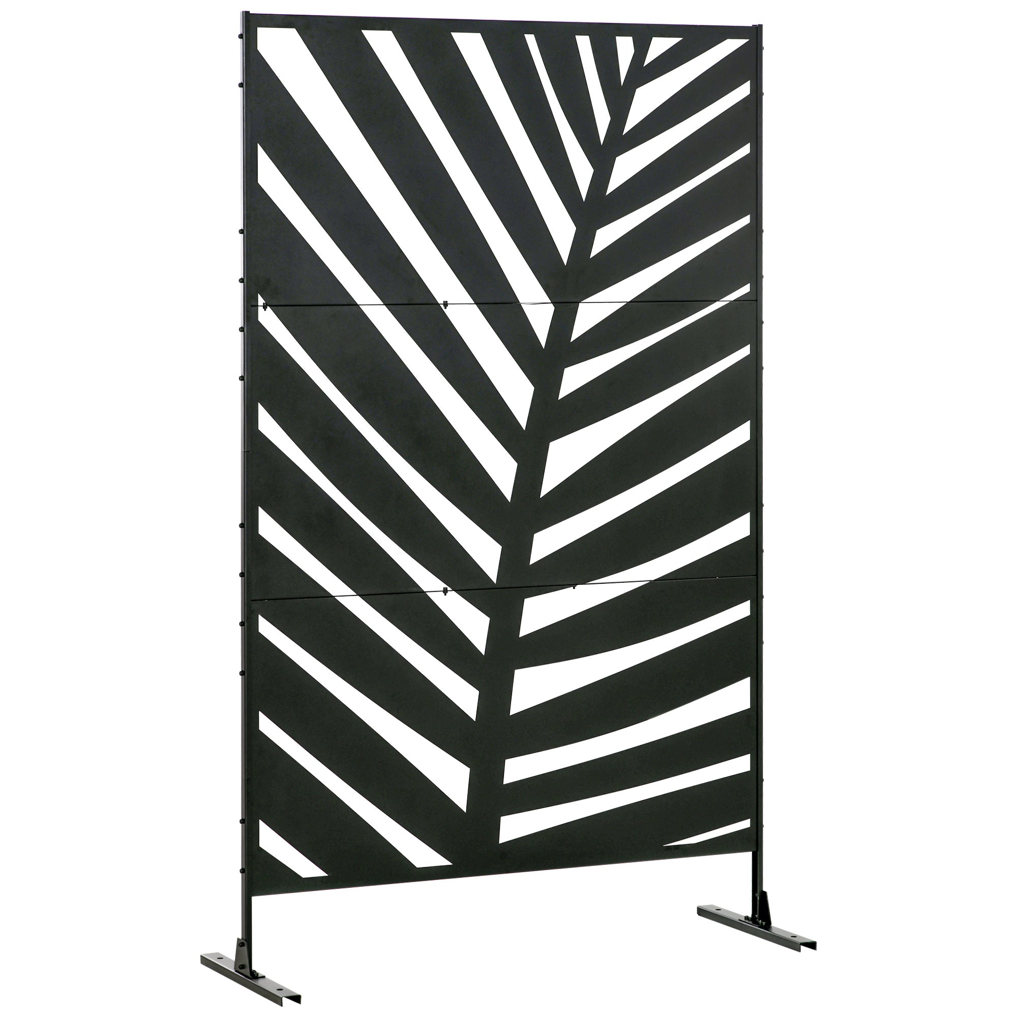 Metal Outdoor Privacy Screen, 48" x 78" H Decorative Outdoor Divider with Stand and Expansion Screws, Freestanding Privacy Panel for Garden Backyard Deck Pool, Banana Leaf