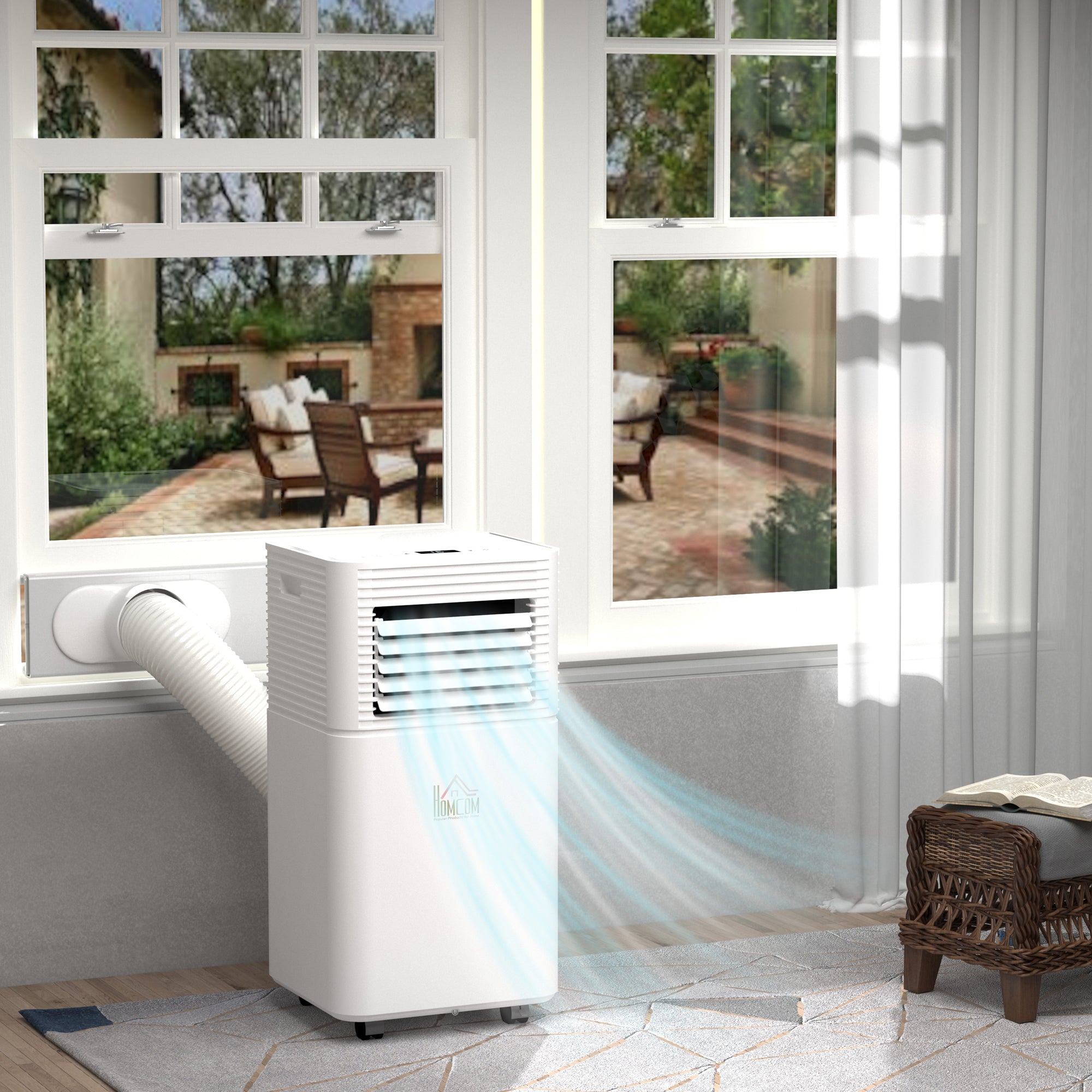 8000 BTU Portable Air Conditioner with Fan & Dehumidifier Mode, Quiet AC Unit with Remote Control, 24-Hour Timer, White