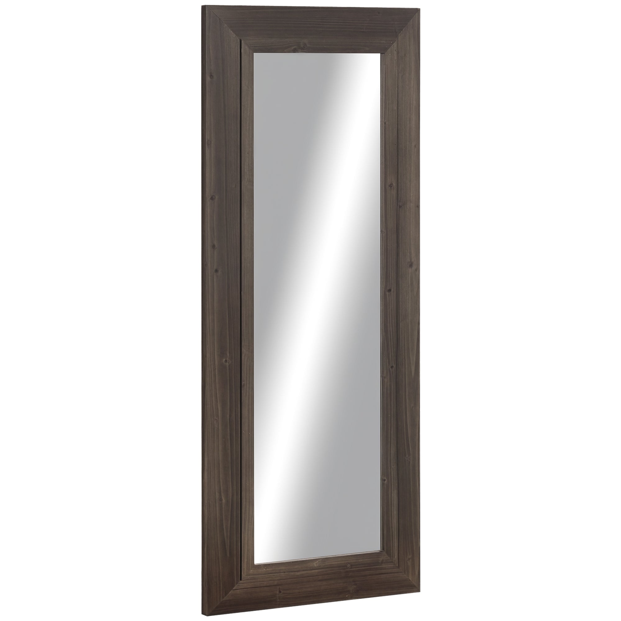 59" x 23.5" Full Length Mirror, Farmhouse Wall Mount and Leaner Floor Mirror, Vertical and Horizontal for Bedroom, Dark Brown