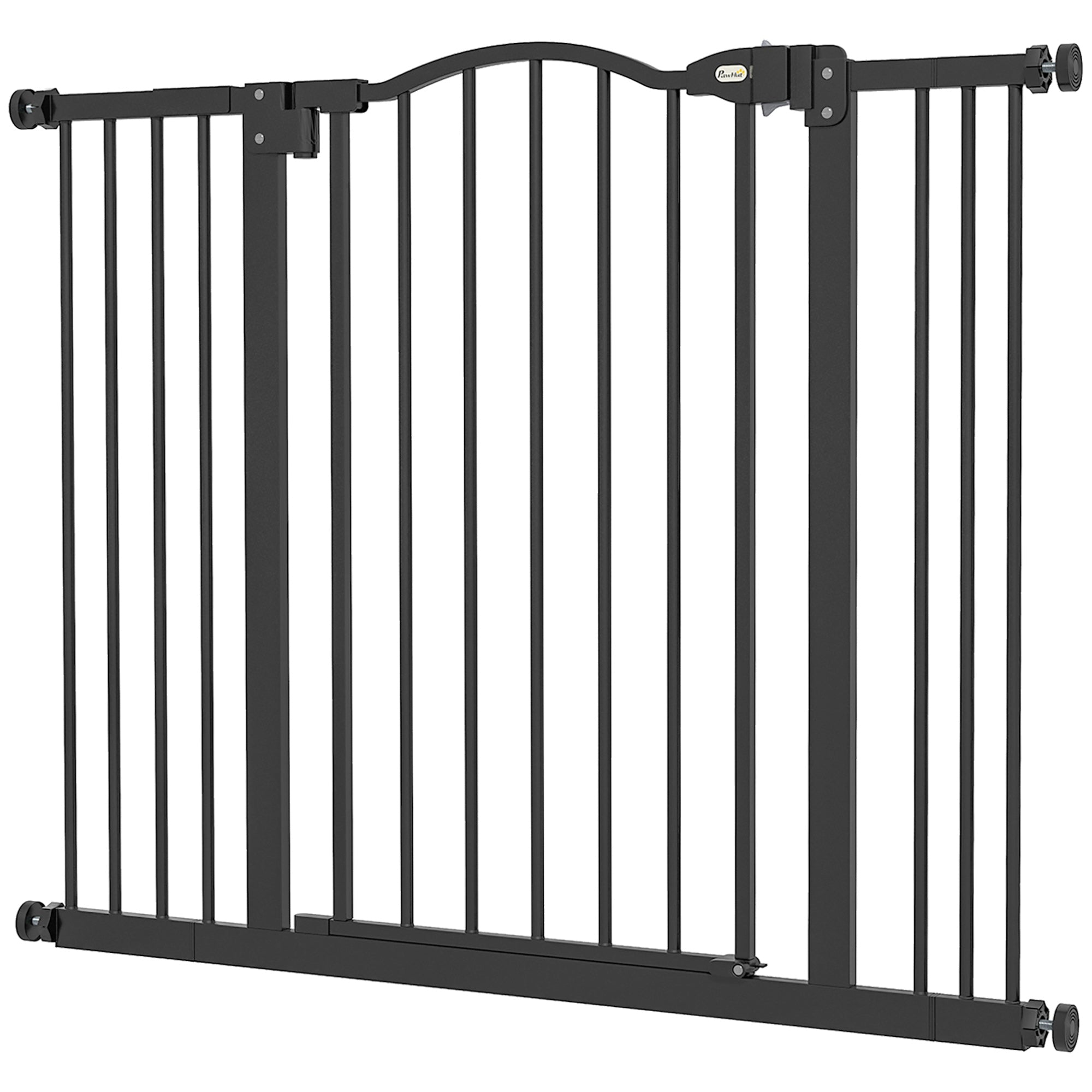 Extra Tall Dog Gate with Door, Pressure Fit, Auto Close, Double Locking for Doorways Hallways Stairs, 29"-39", Black