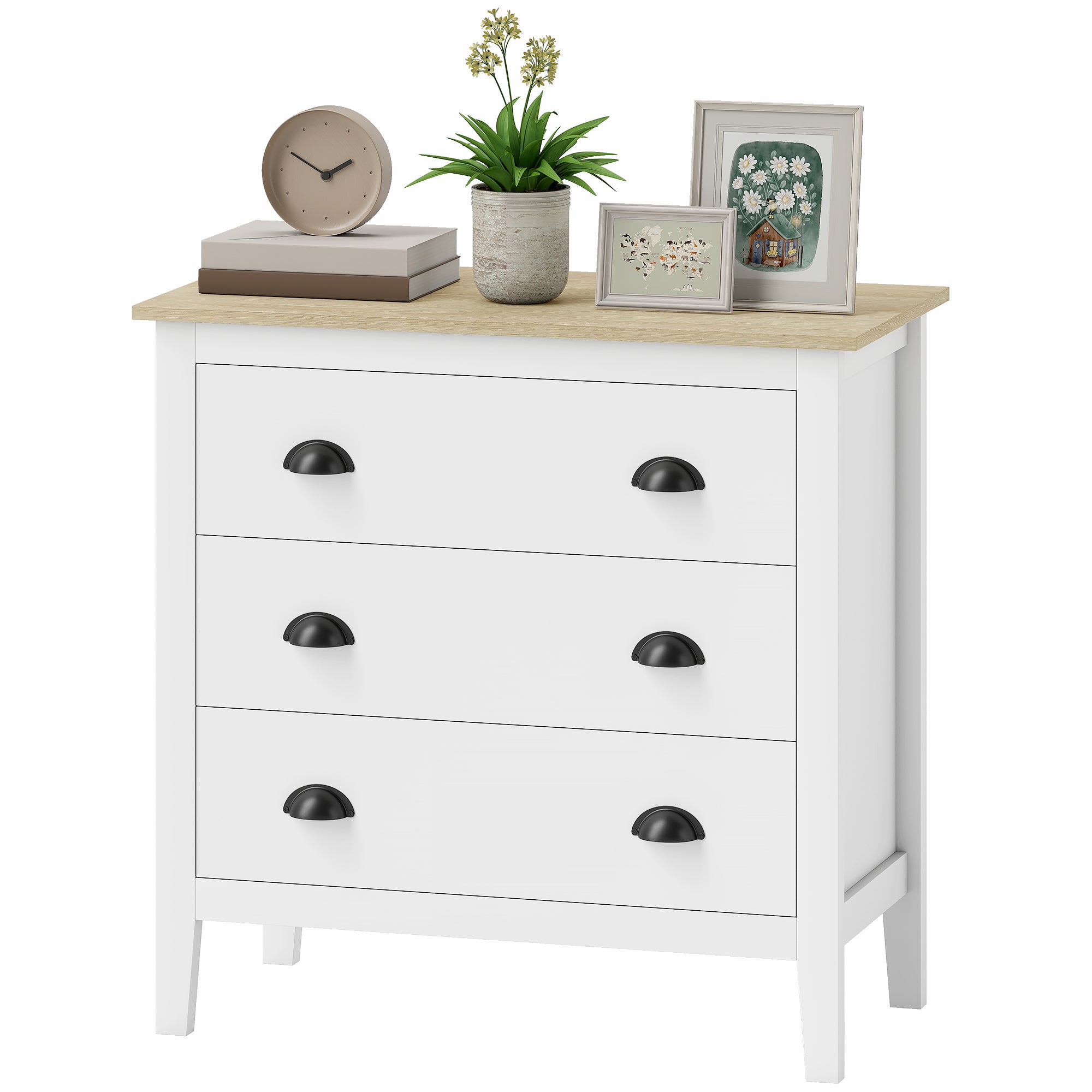 Chest of Drawers with Quiet Slides, Modern 3 Drawer Dresser for Bedroom, Closet, Living Room, Entryway, White
