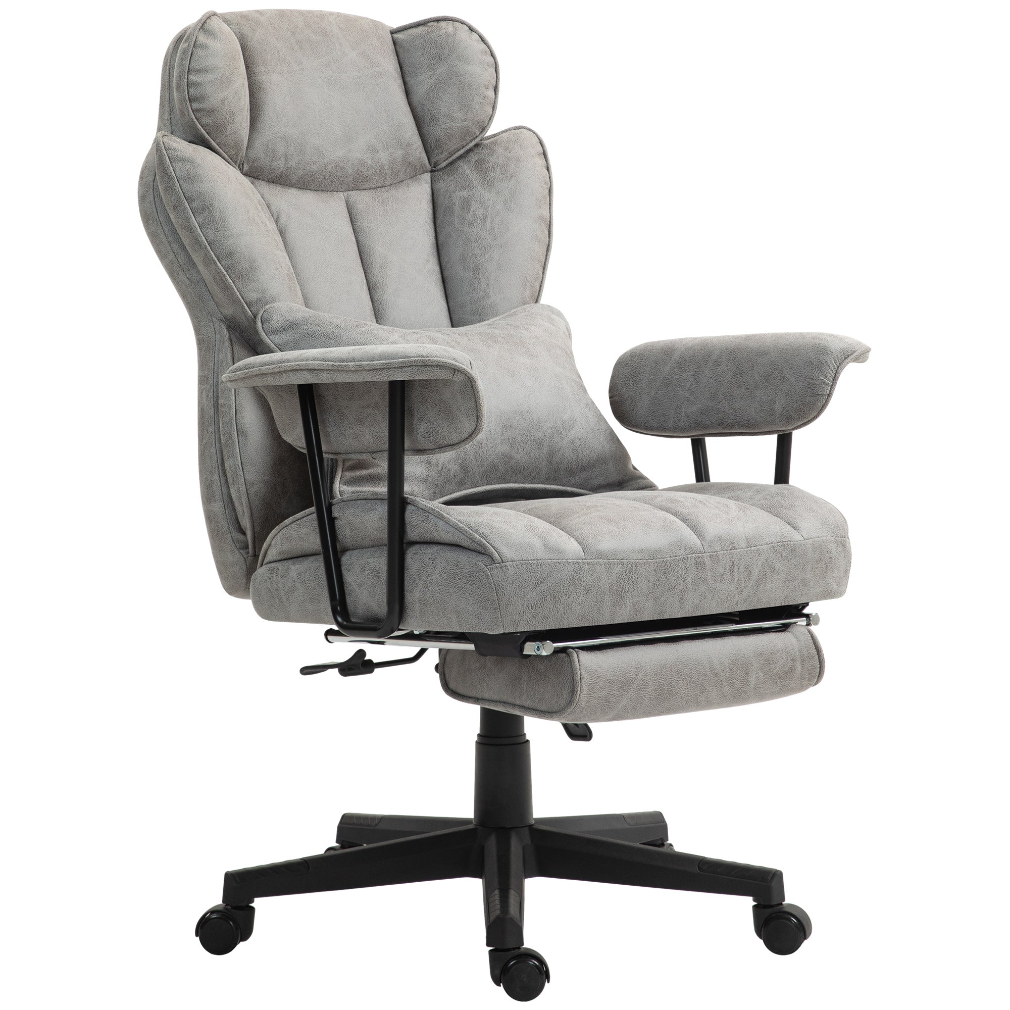 Big and Tall Office Chair with Foot Rest, 400LBS High Back Desk Chair with Padded Armrests, Lumbar Support, Grey