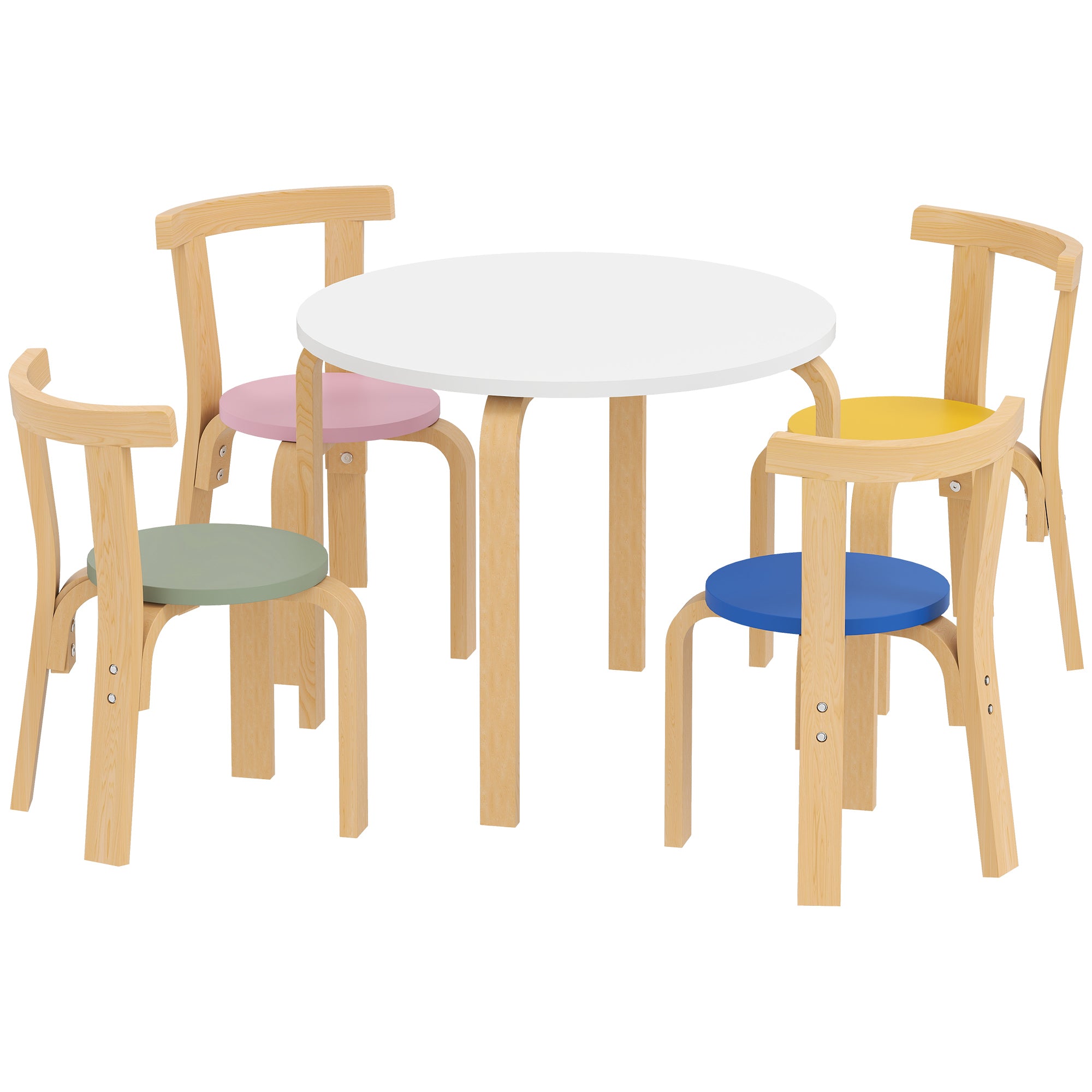 Qaba Wooden Kids Table and Chairs Set, Toddler Table and Chairs Set for 3-8 Years, Multi-Coloured