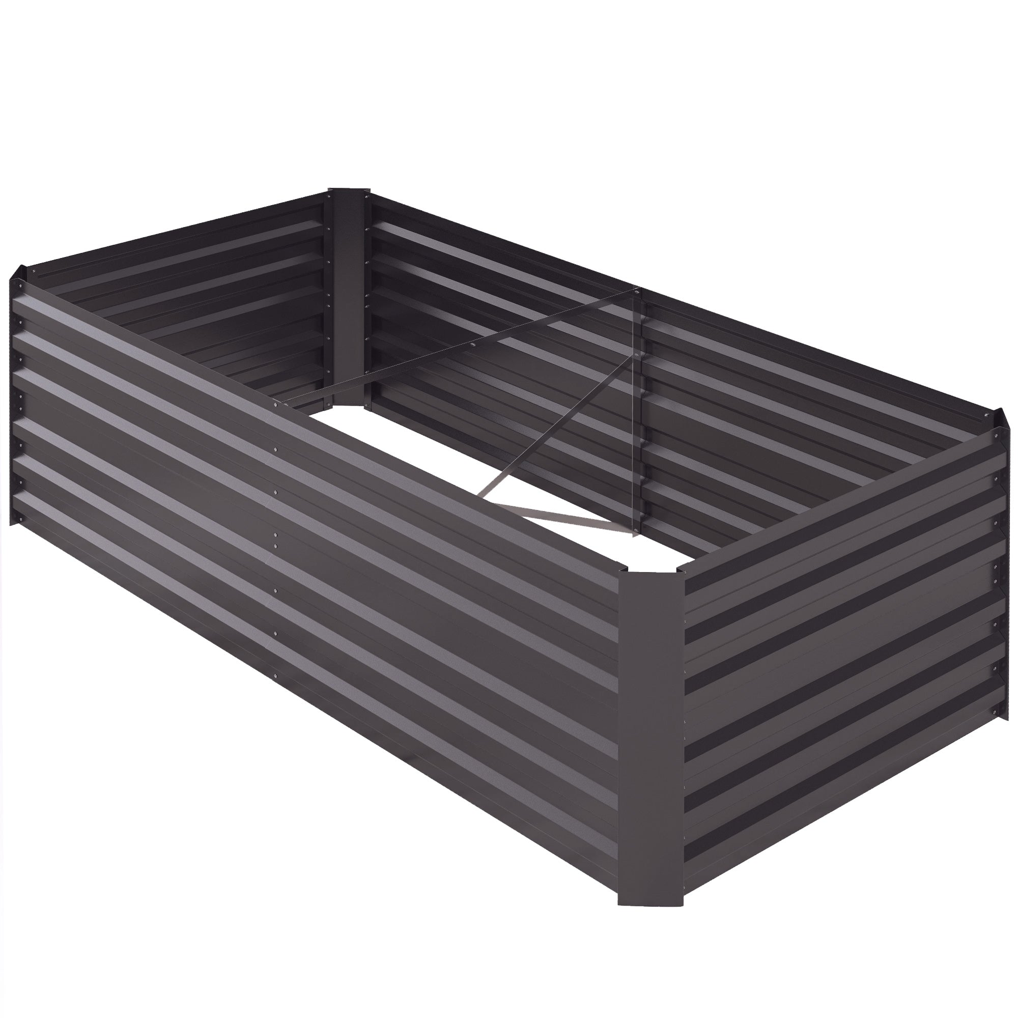 Galvanized Raised Garden Bed, Steel Outdoor Planters with Reinforced Rods, 71" x 35" x 23", Dark Grey