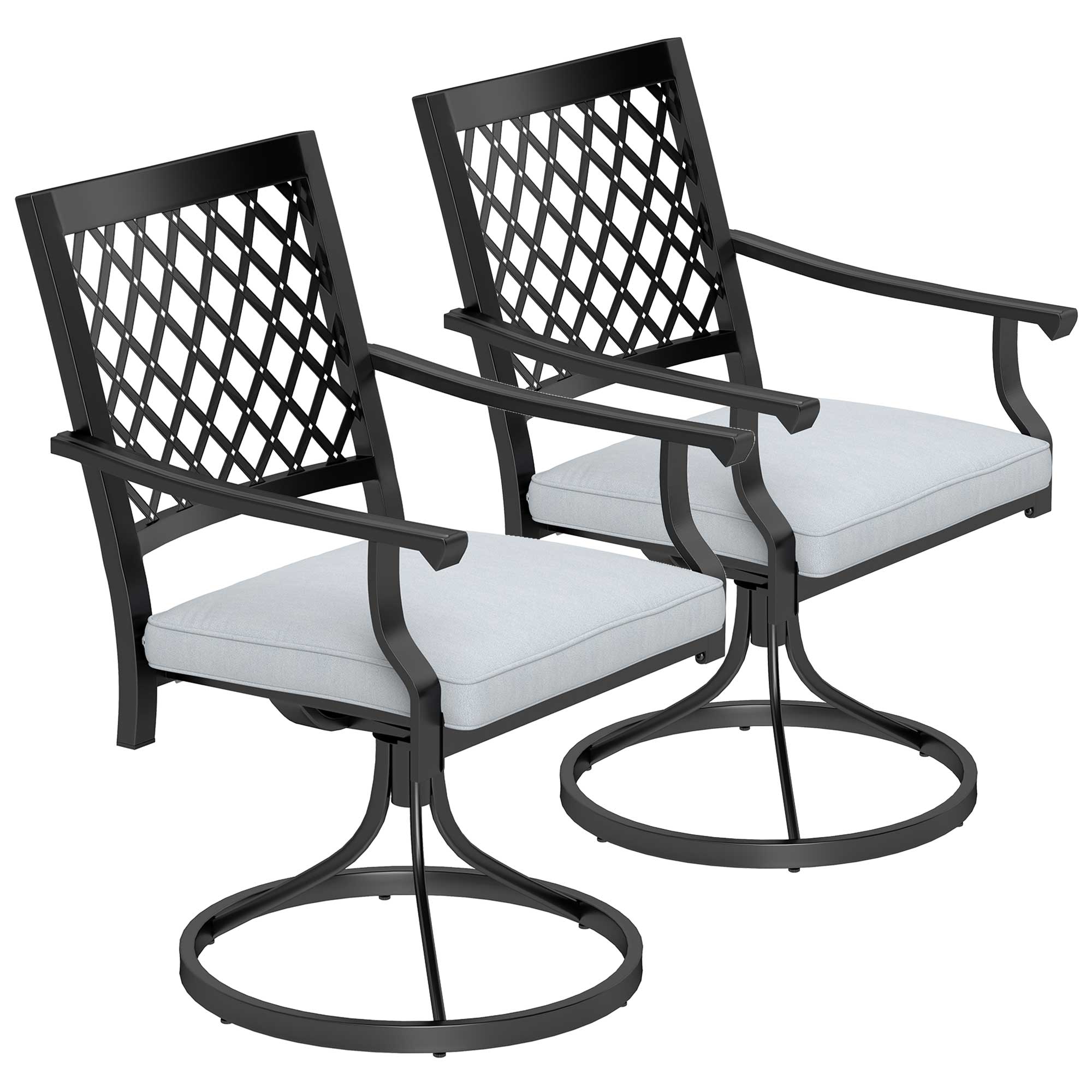 Outdoor Patio Chairs Set of 2, Metal Swivel Rocker Chairs with Cushion and Armrests for Backyard, Garden, Patio