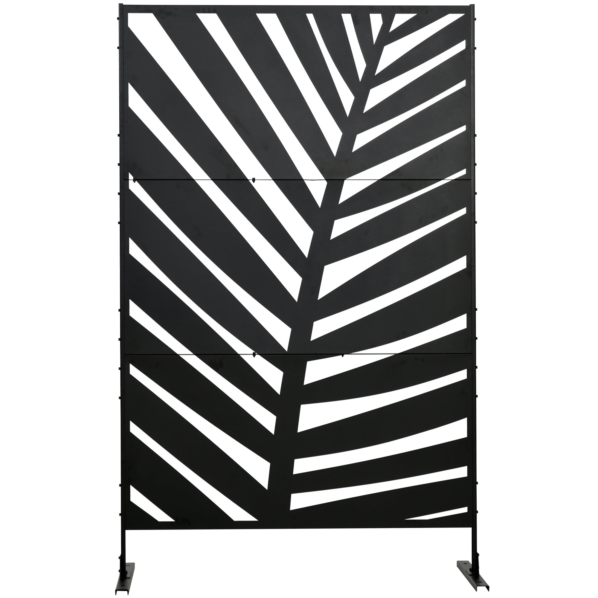 Metal Outdoor Privacy Screen, 48" x 78" H Decorative Outdoor Divider with Stand and Expansion Screws, Freestanding Privacy Panel for Garden Backyard Deck Pool, Banana Leaf