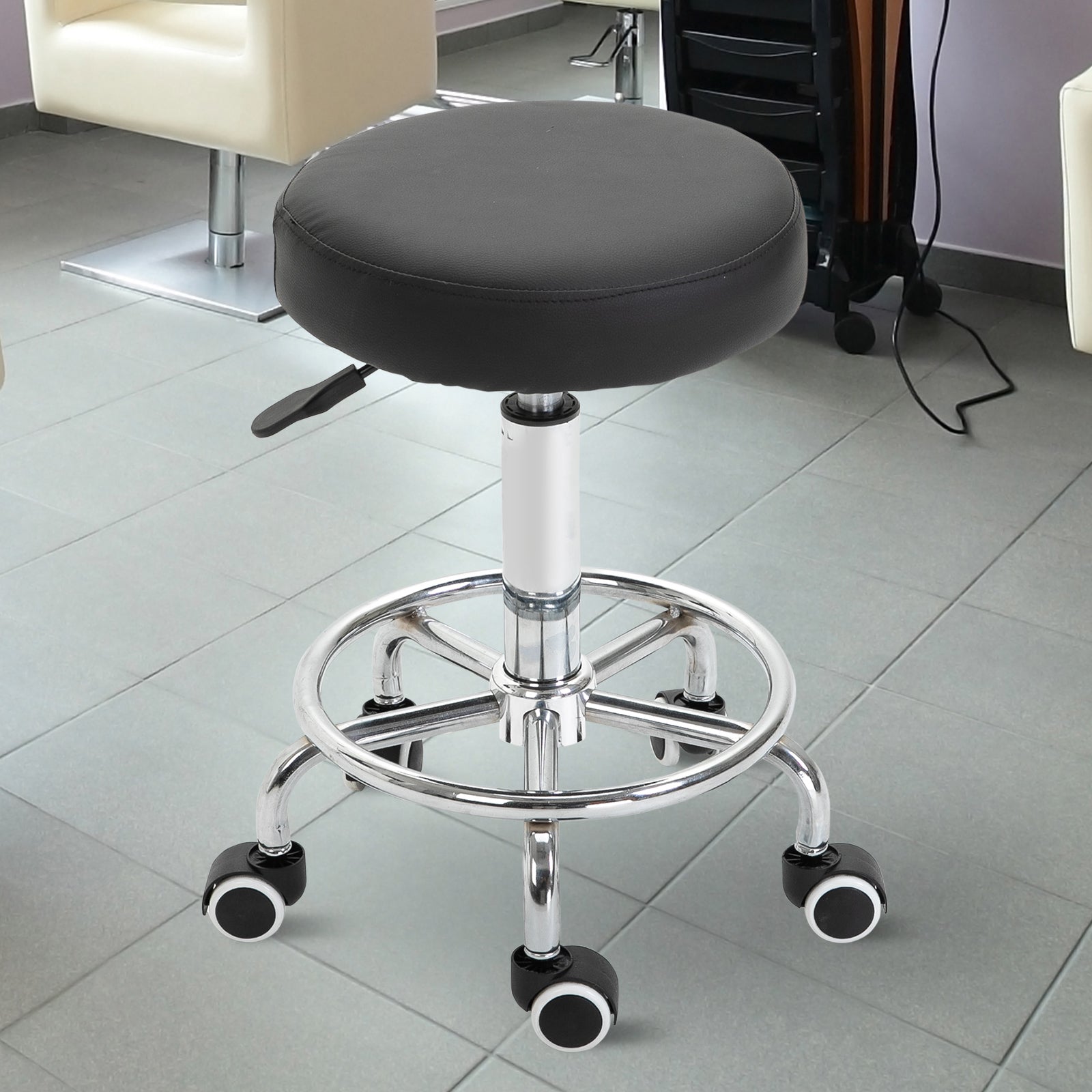 Adjustable Swivel Salon Stool Hydraulic PU Barber Rolling Massage Tattoo Chair Bar Beauty SPA Seat Black
