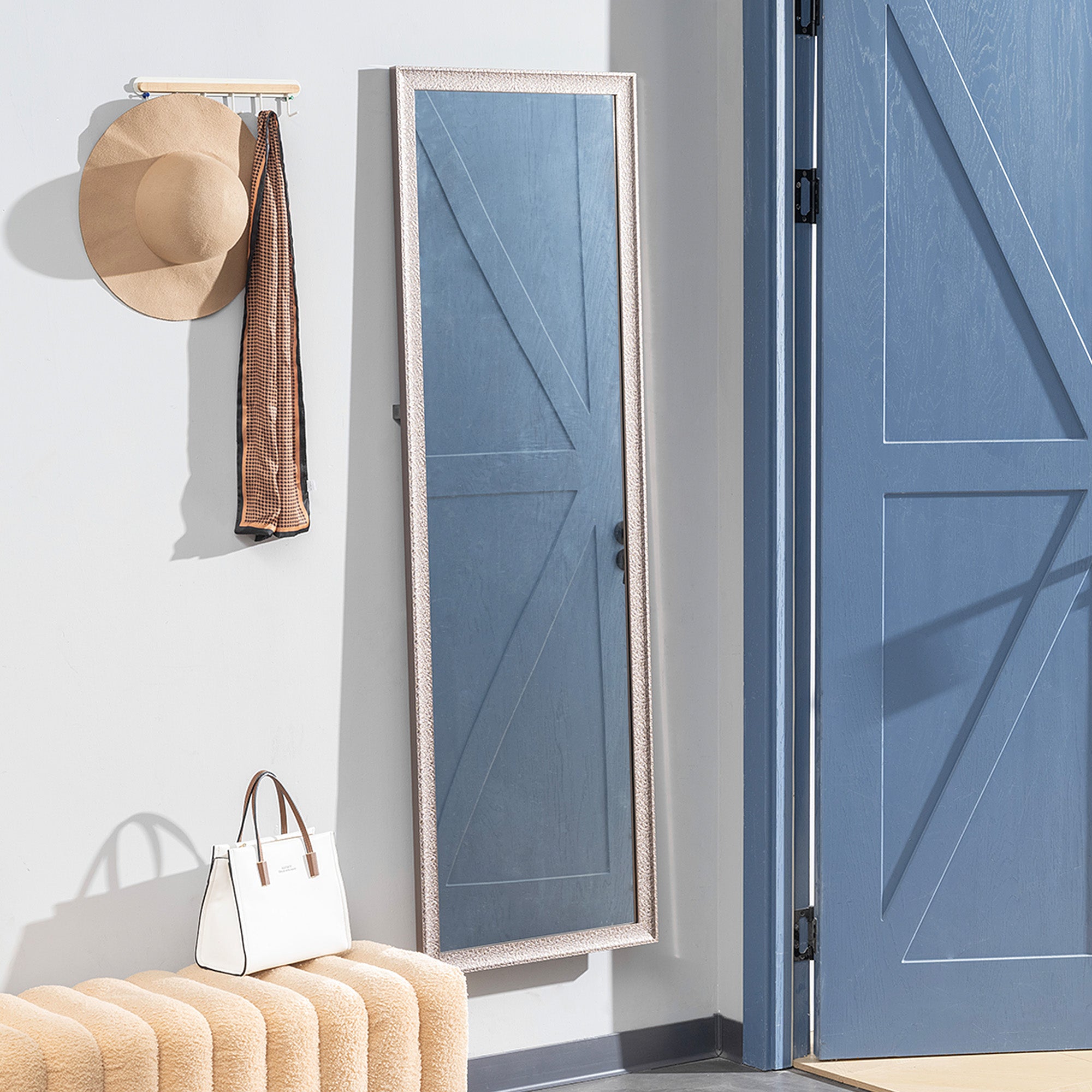 64" x 21" Rectangular Full Length Mirror with Frame, Free Standing, Wall Mounted or Leaning, Gunmetal Silver