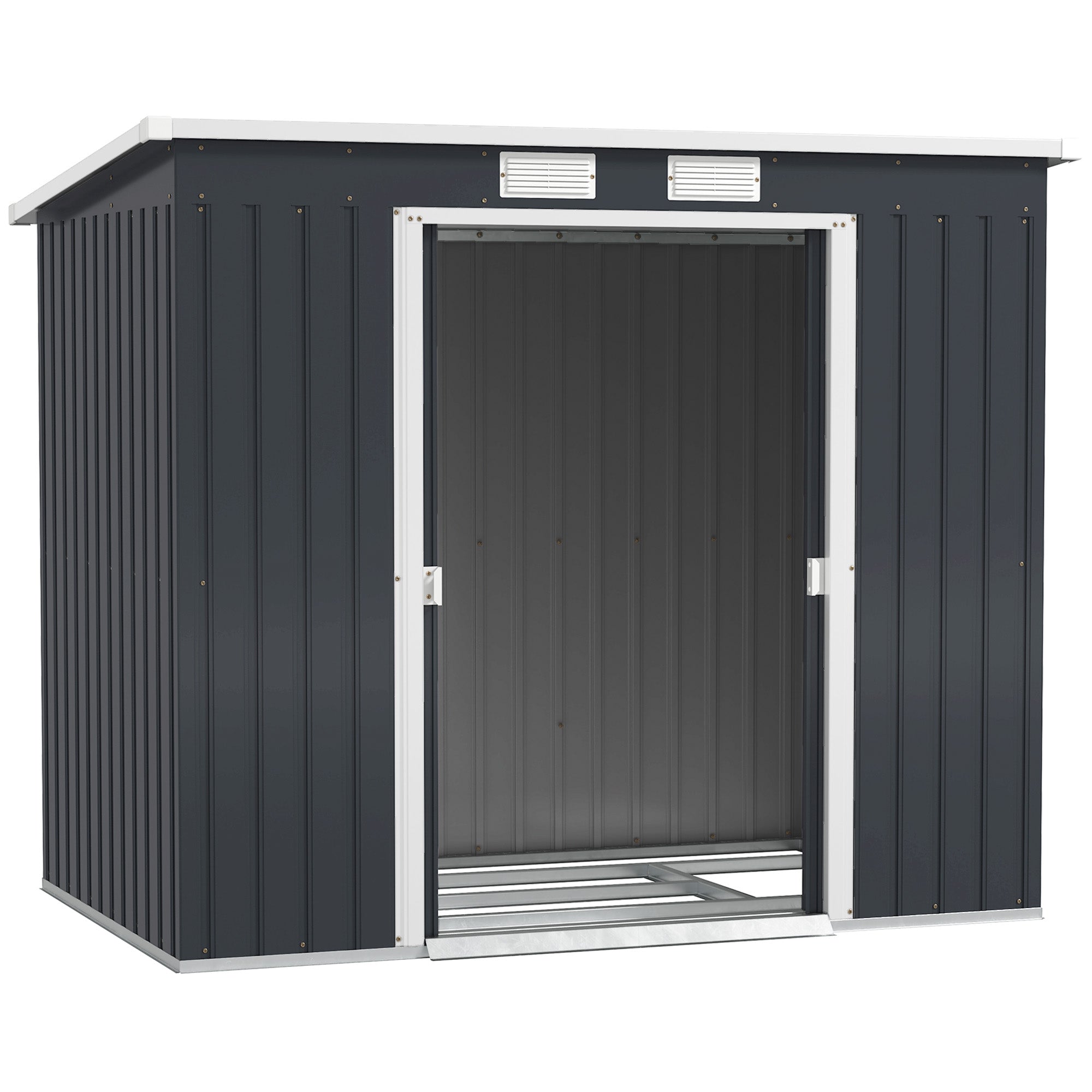 7 x 4ft Galvanised Steel Garden Shed, with Foundation Kit - Dark Grey