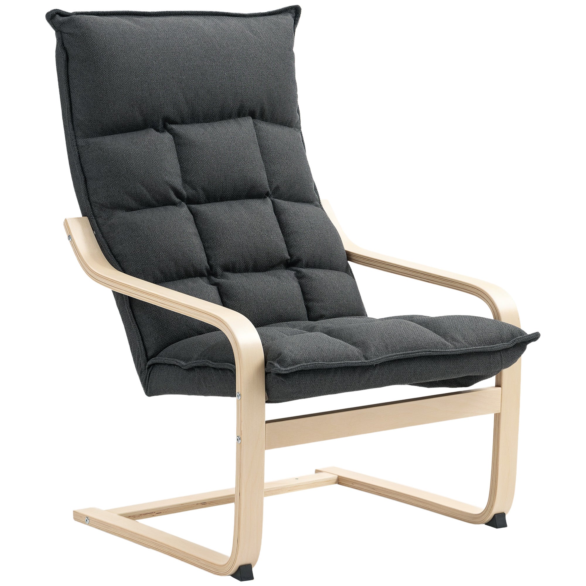 Modern Armchair, Upholstered Accent Chair with Curved Leg and Arm, Leisure Lounge Chair for Living Room, Dark Grey