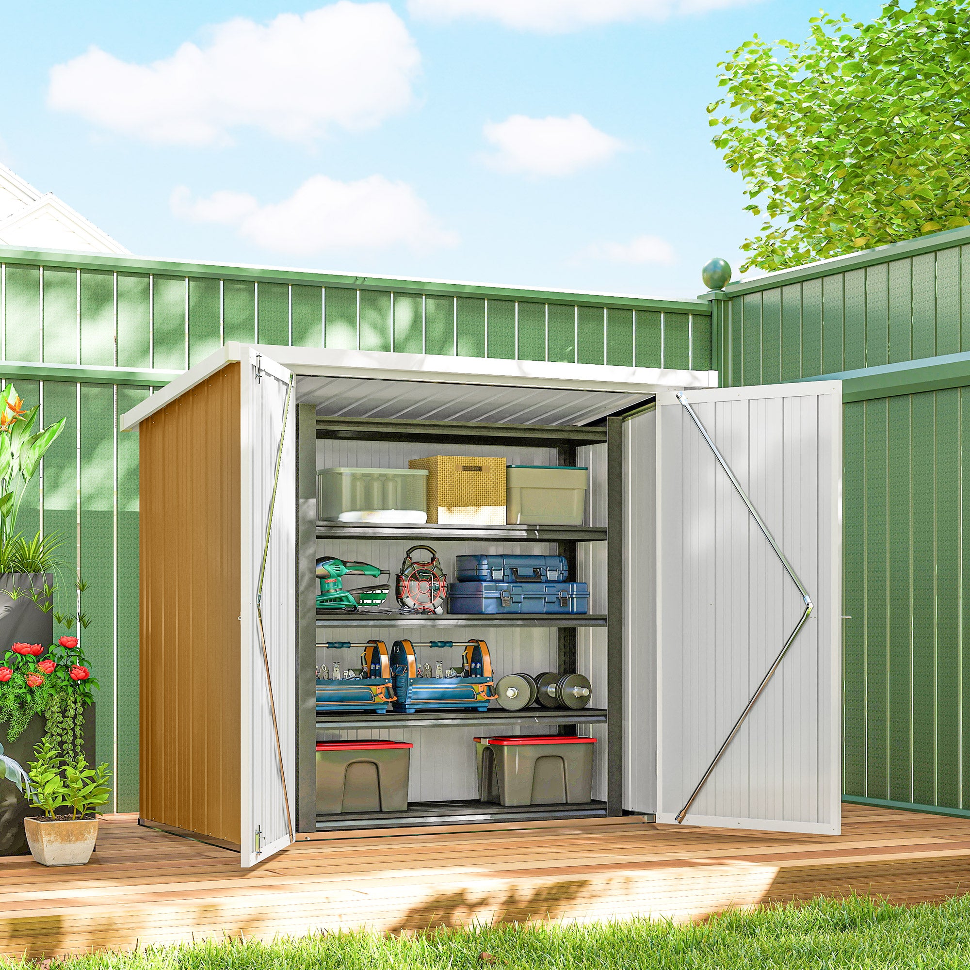 5' x 3' Metal Garden Storage Shed, Tool House with Double Doors for Backyard, Patio, Lawn