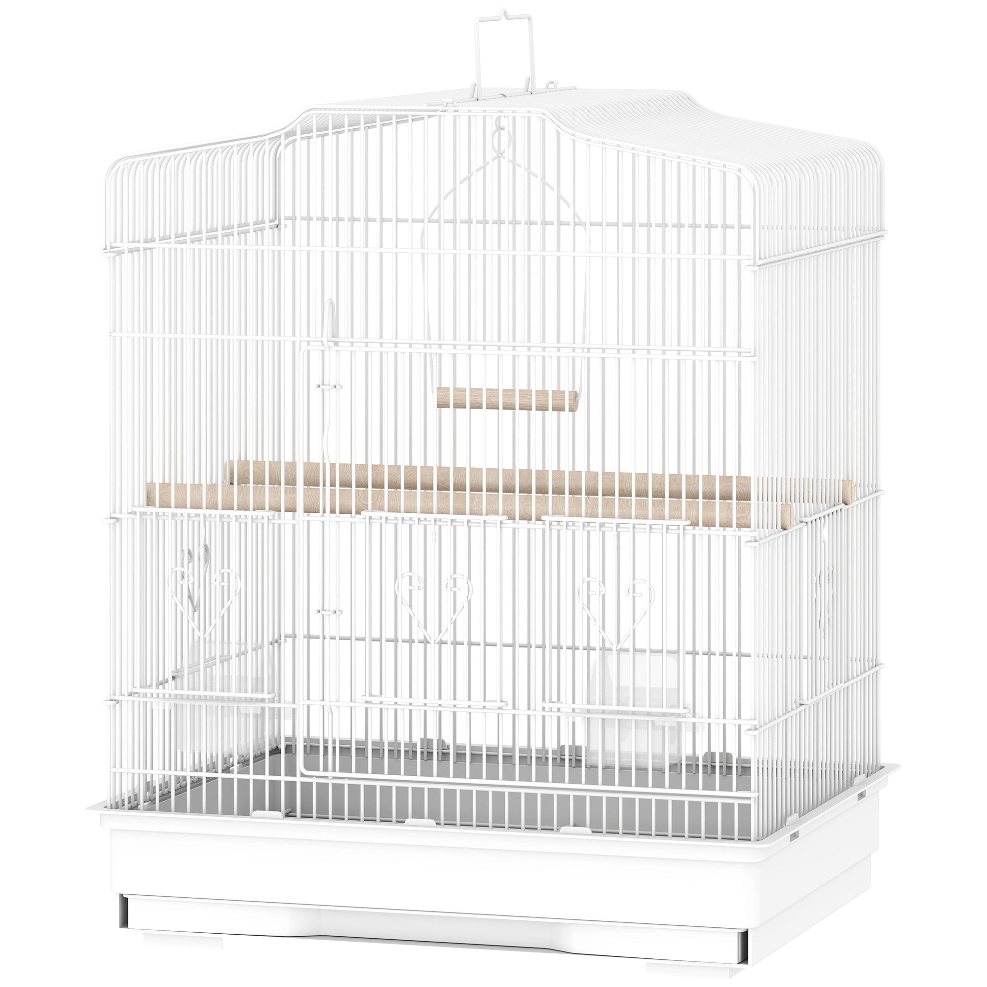 23" Bird Cage, Finches Canaries, Parrot Cage with Doors Perches, 2 Feeder Pet Supplies, White