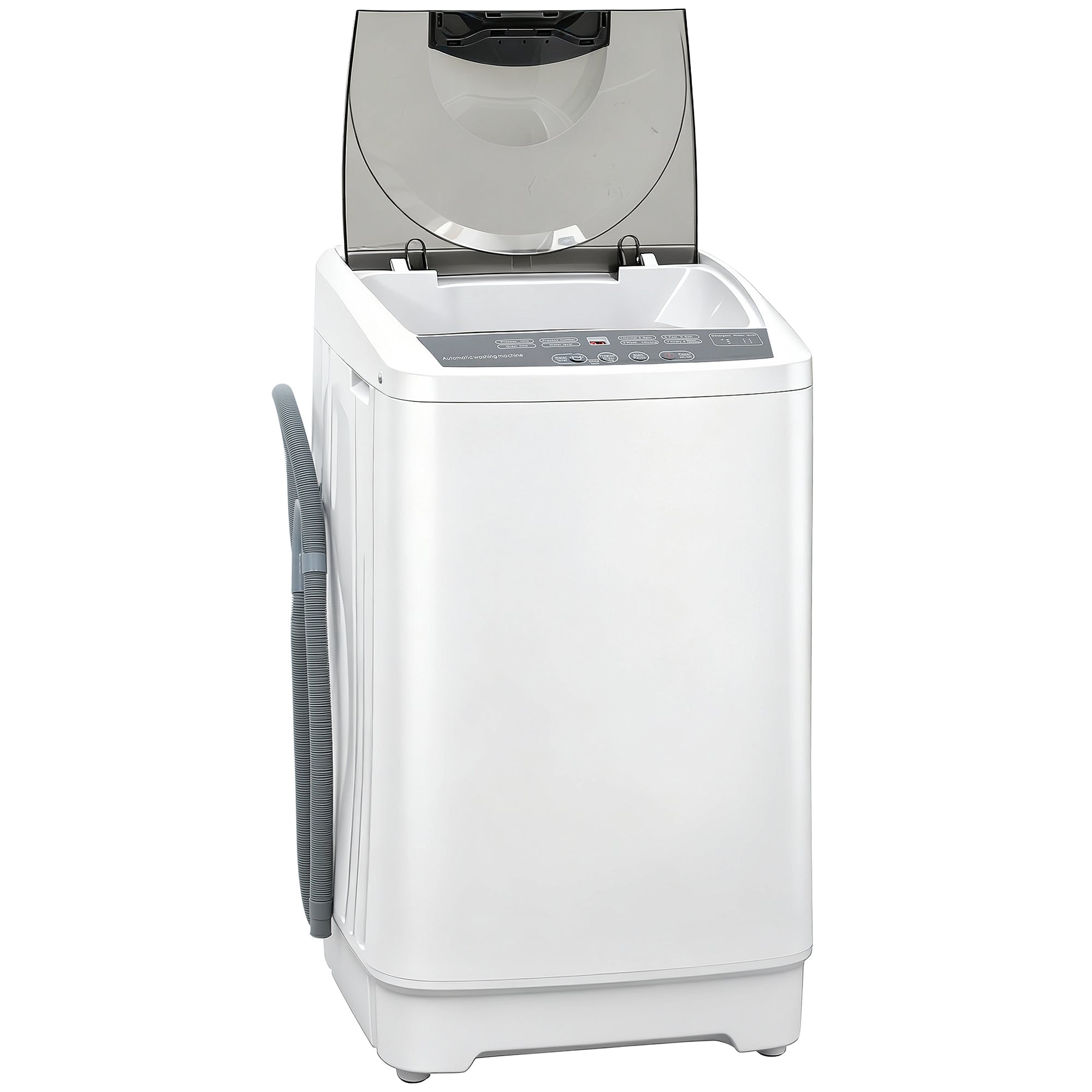 Compact Washer, Portable Washing Machine, Full Automatic Washer with 8 Programs and 6 Water Levels, White
