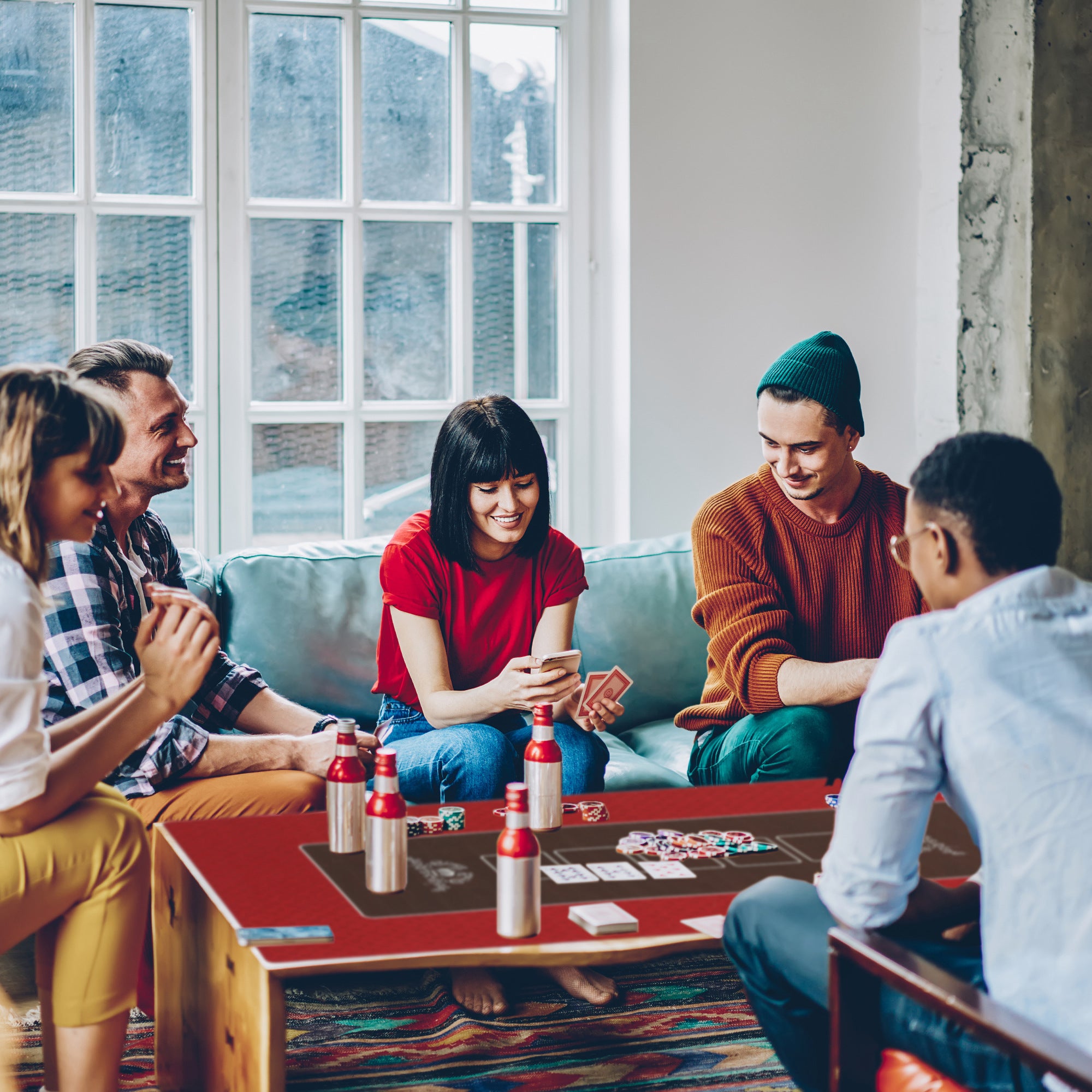 Soozier Poker Table Top Poker Mat for 12 Player, Red