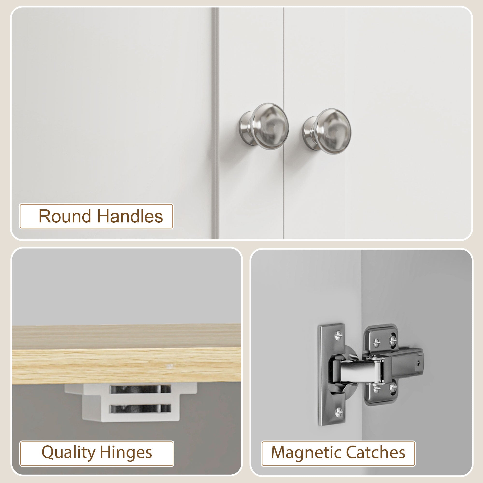 72" Tall Pantry Cabinet, Kitchen Pantry Cabinet with Adjustable Shelves, Storage Cabinet with 4 Doors, White