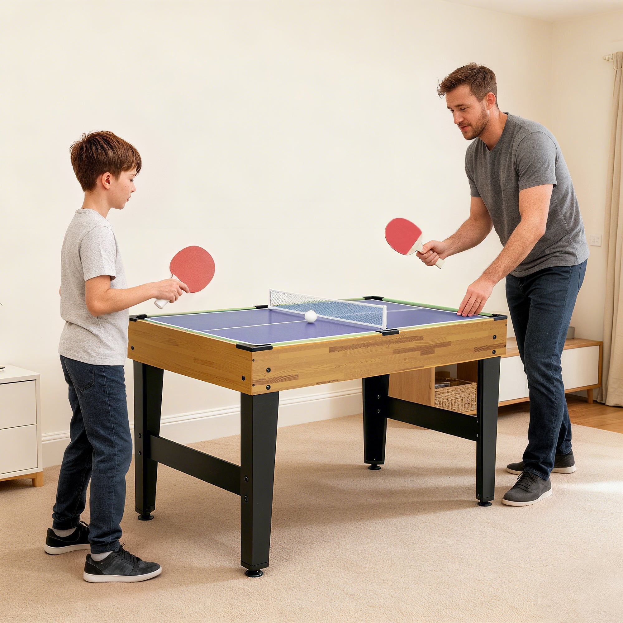 Soozier 48 in 13-in-1 Combo Multi Game Table with Foosball, Pool, Hockey and More for Kids and Adults, Light Walnut