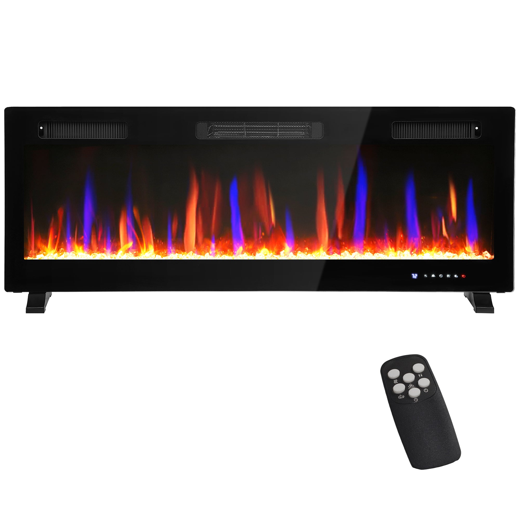 50" Thin Electric Fireplace, Freestanding, Wall Mounted Fireplace Heater with Eco Mode, Auto Switch, Remote, 1500W