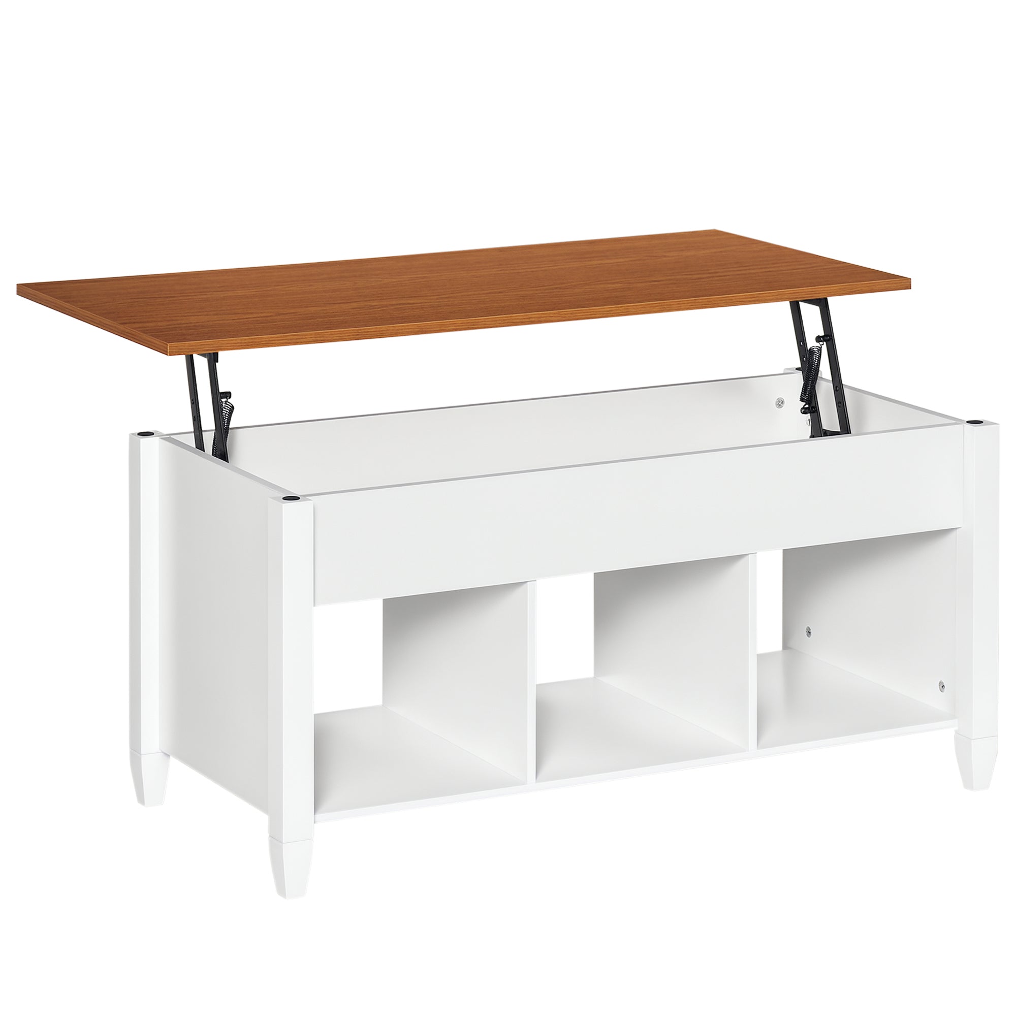 Lift Top Coffee Table, Modern Center Table with Storage Shelves and Hidden Compartment for Living Room, 41" L