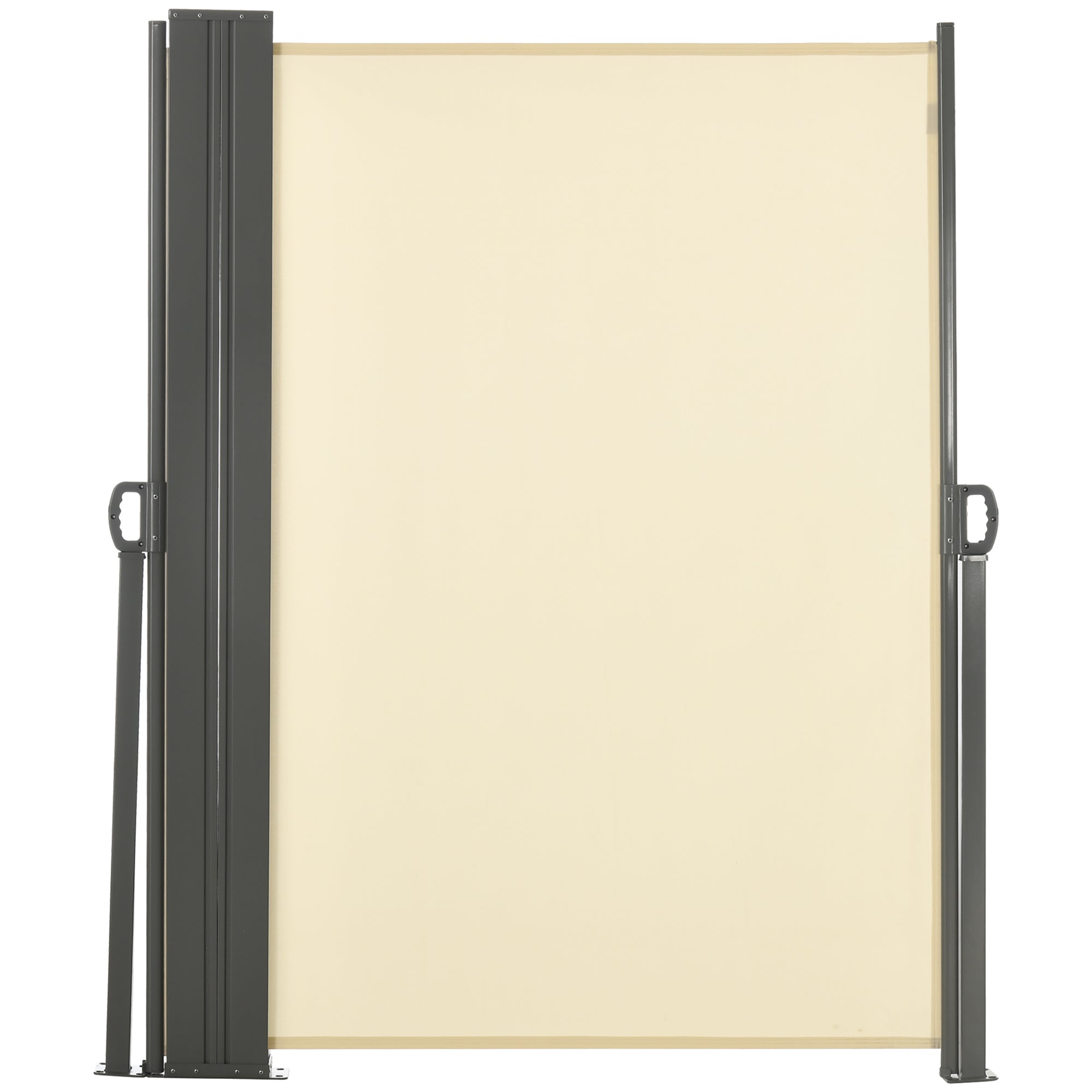 236" x 71" Outdoor Privacy Wall, Double Retractable Side Awning, Patio Screen for Garden, Balcony, Cream White