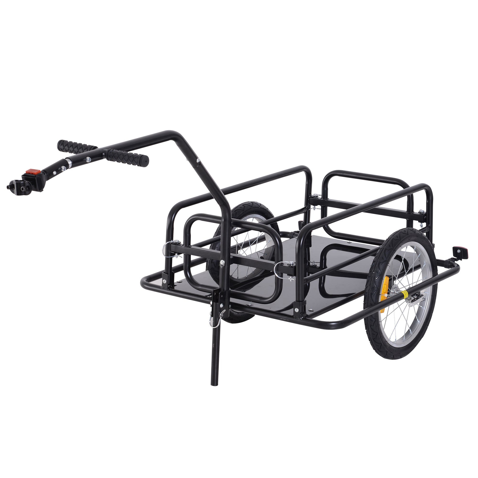Aosom Folding Bicycle Cargo Trailer Utility Bike Cart Carrier for Garden Patio with Hitch Black