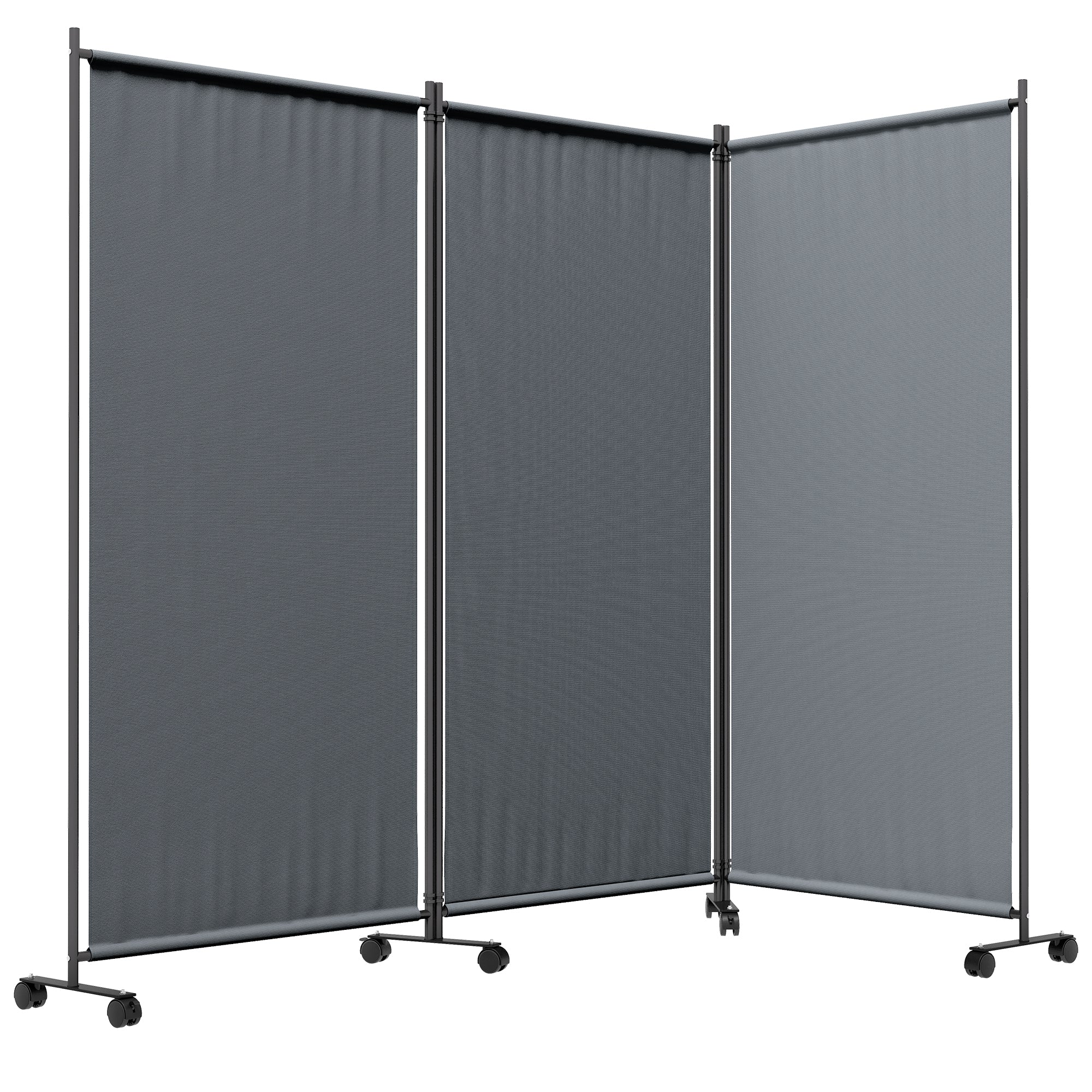 Folding Room Divider with Castor Wheels, Rolling Privacy Screen for Home Office Bedroom, 6ft Tall