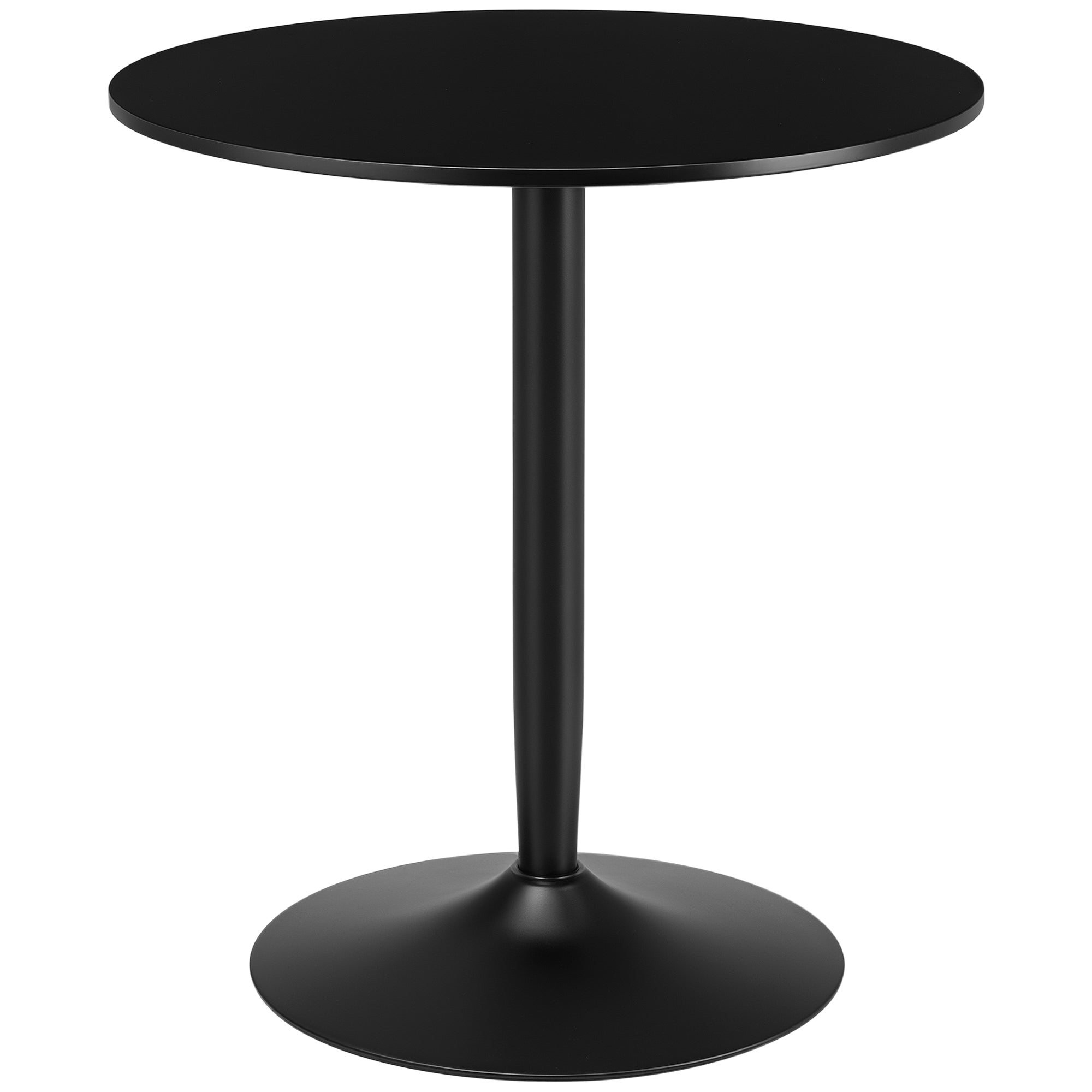Modern Kitchen Table for 2 People, Round Dining Table with Steel Base for Living Room, Dining Room, Black