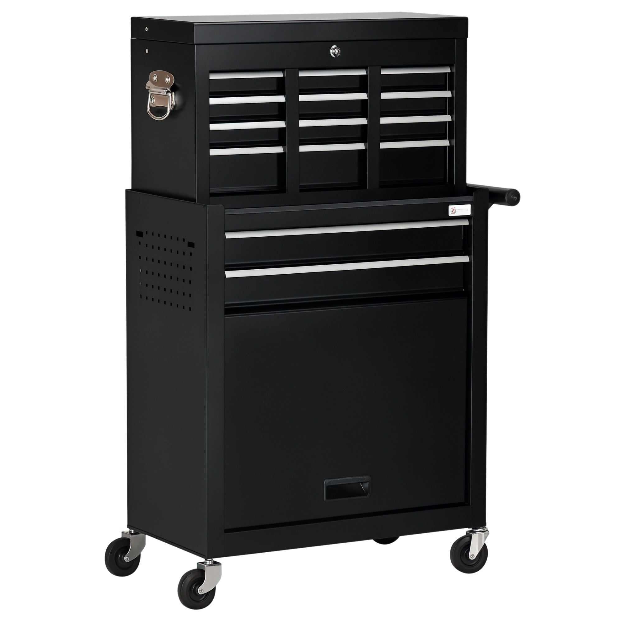 6-Drawer Tool Chest Set with 4 Wheels, Lockable Rolling Tool Box and Storage Cabinet for Garage Factory Workshop, Black