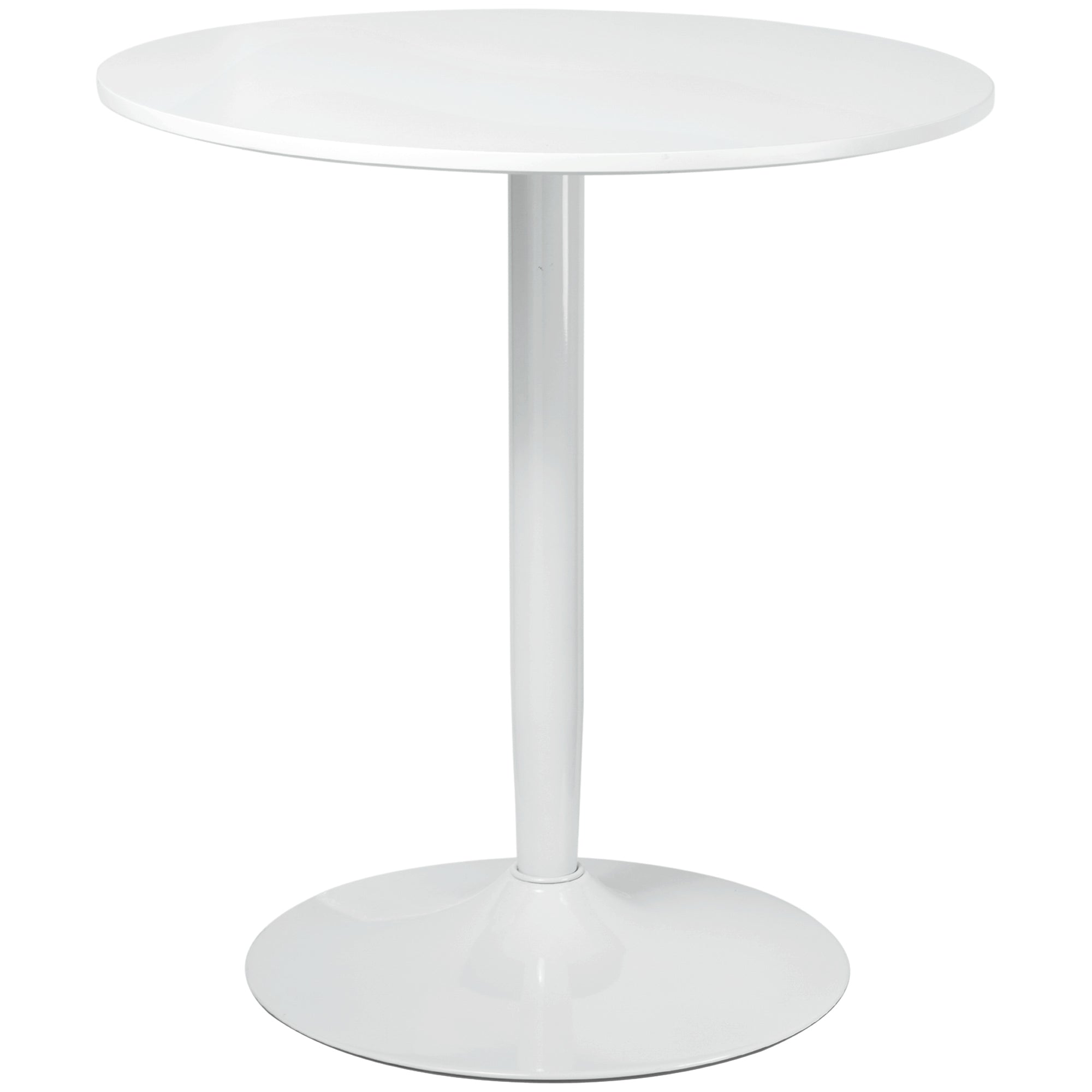 Modern Kitchen Table for 2 people, Round Dining Table with Steel Base for Living Room, Dining Room, White