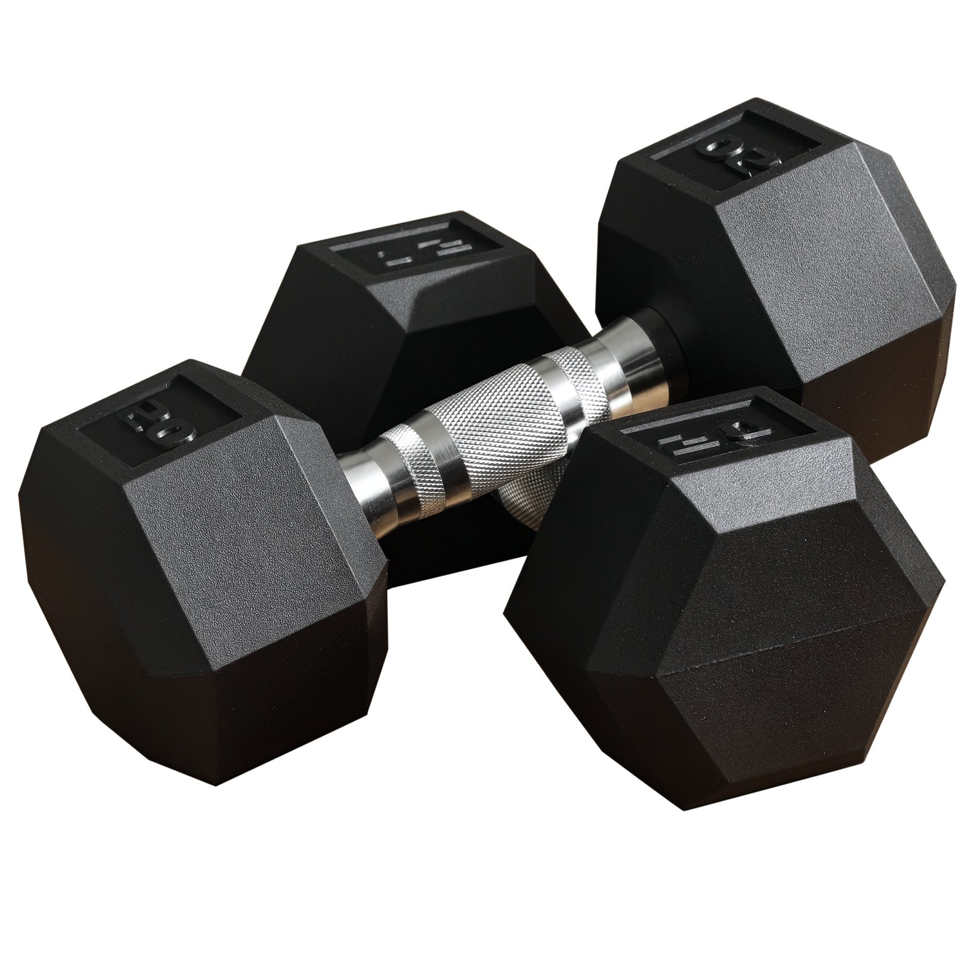 Soozier Rubber Dumbbells Weight Set, Total 40lbs, 20lbs Each, Dumbbell Hand Weight for Body Fitness Training for Home Office Gym, Black