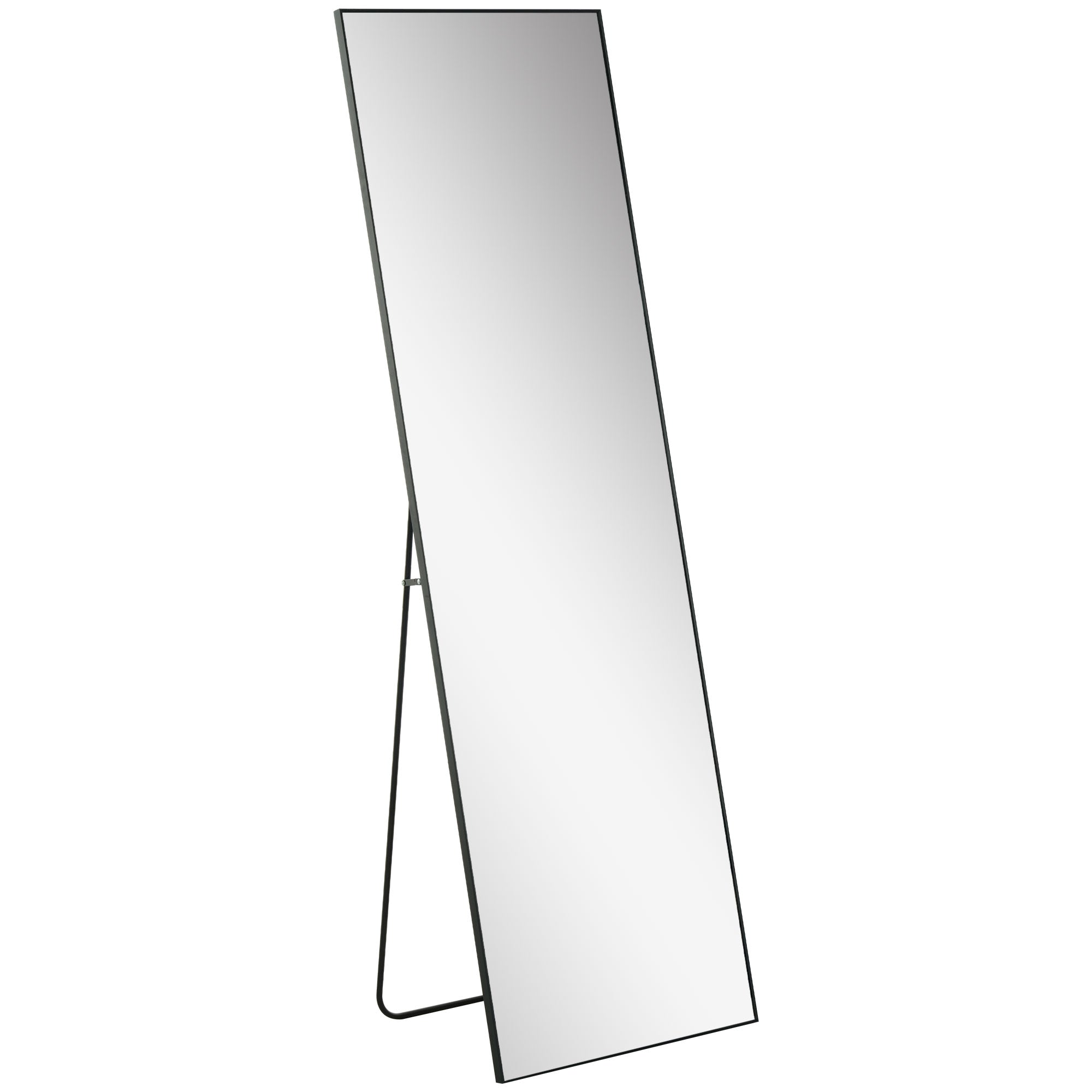 64"x20" Full Length Mirror, Floor Standing, Wall-Mounted or Leaning Against Wall Tall Mirror w/Support Frame, Rectangular Full Body Mirror for Bedroom, Living Room, Black